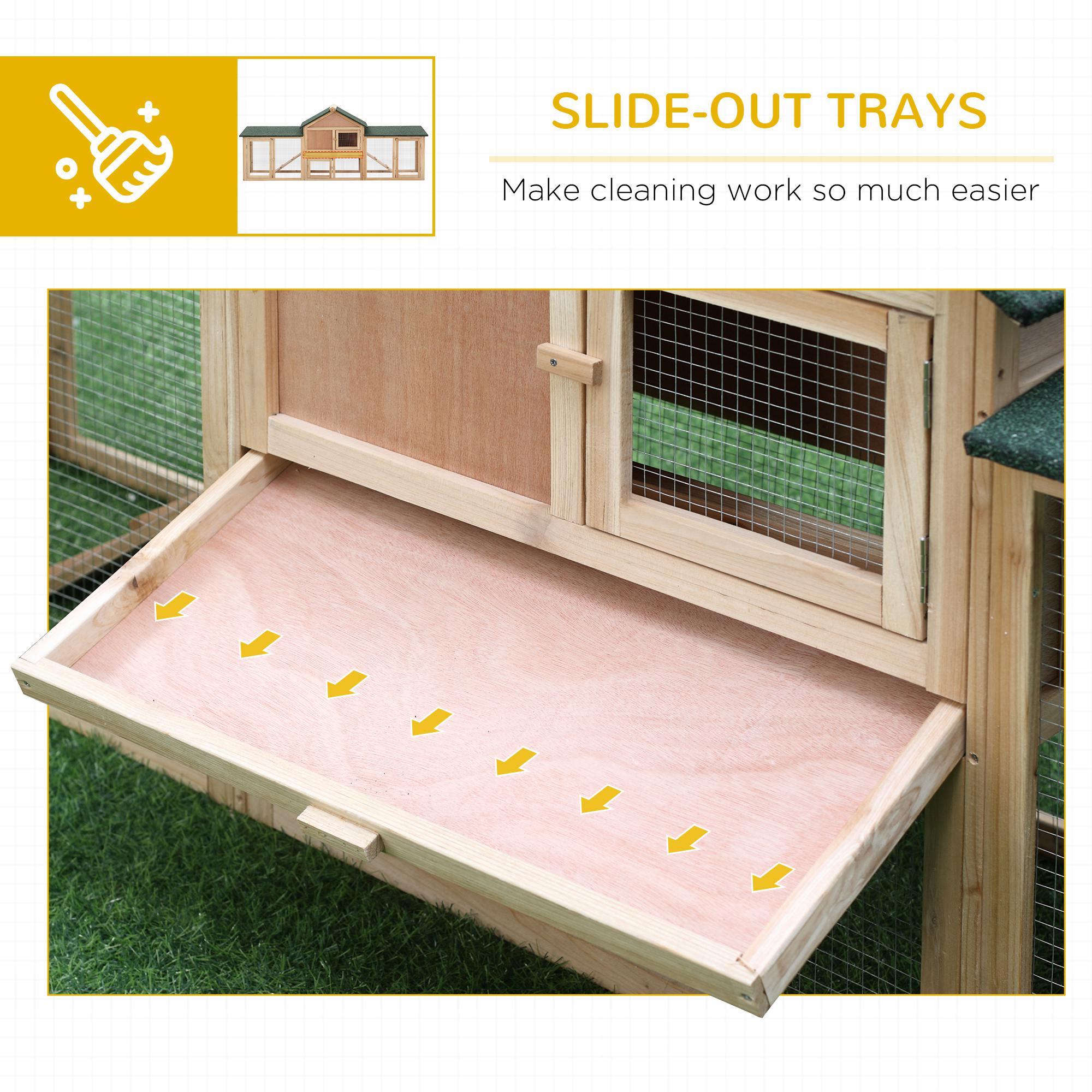 PawHut Large Rabbit Hutch Outdoor Wooden Guinea Pig Hutch with Run, 2 Storey Bunny House 210 x 45.5 x 84.5 cm - North Peak Garden Furniture