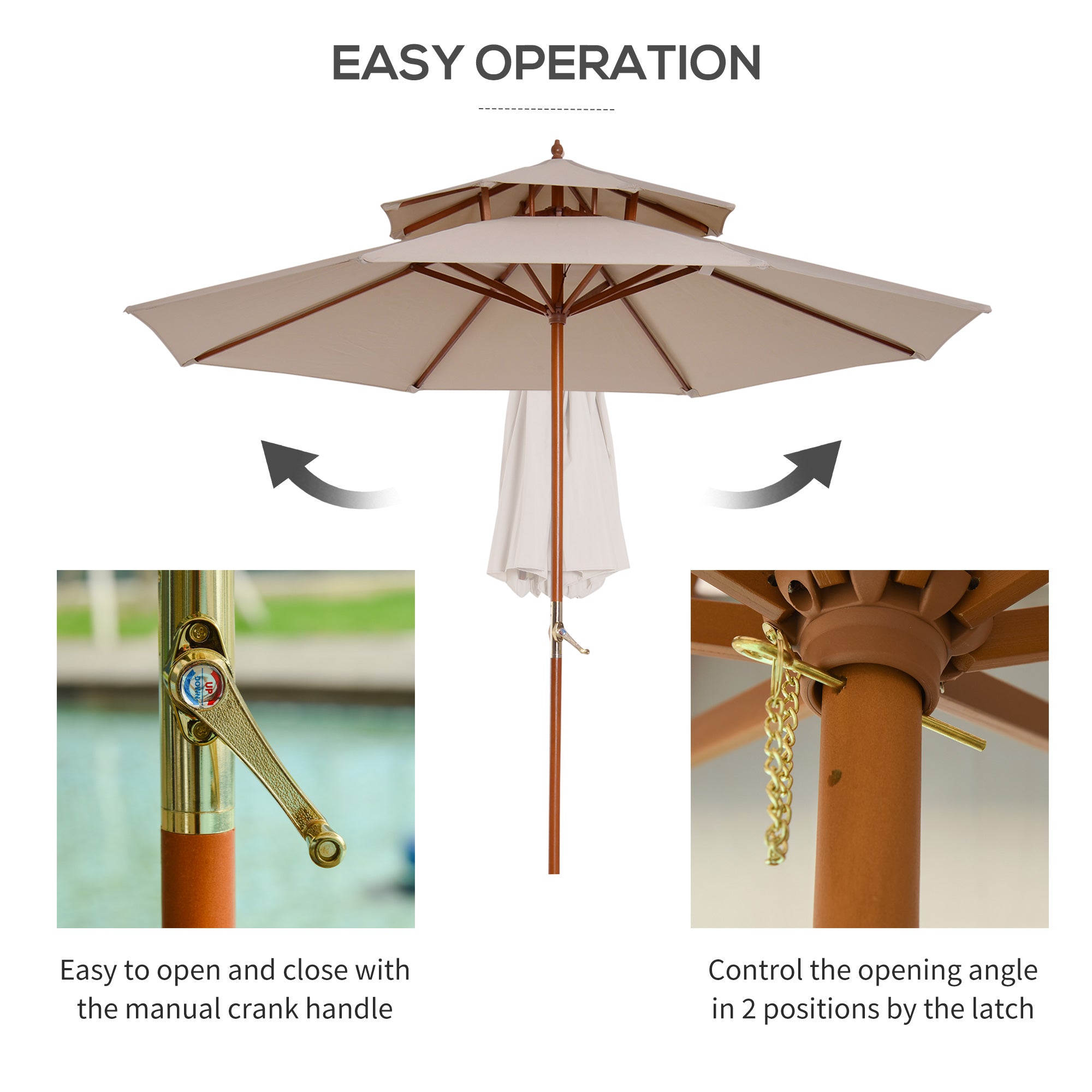 Outsunny Parasol: Durable, UV-Shielding, Easy-Open Canopy for Alfresco Lounging, Beige