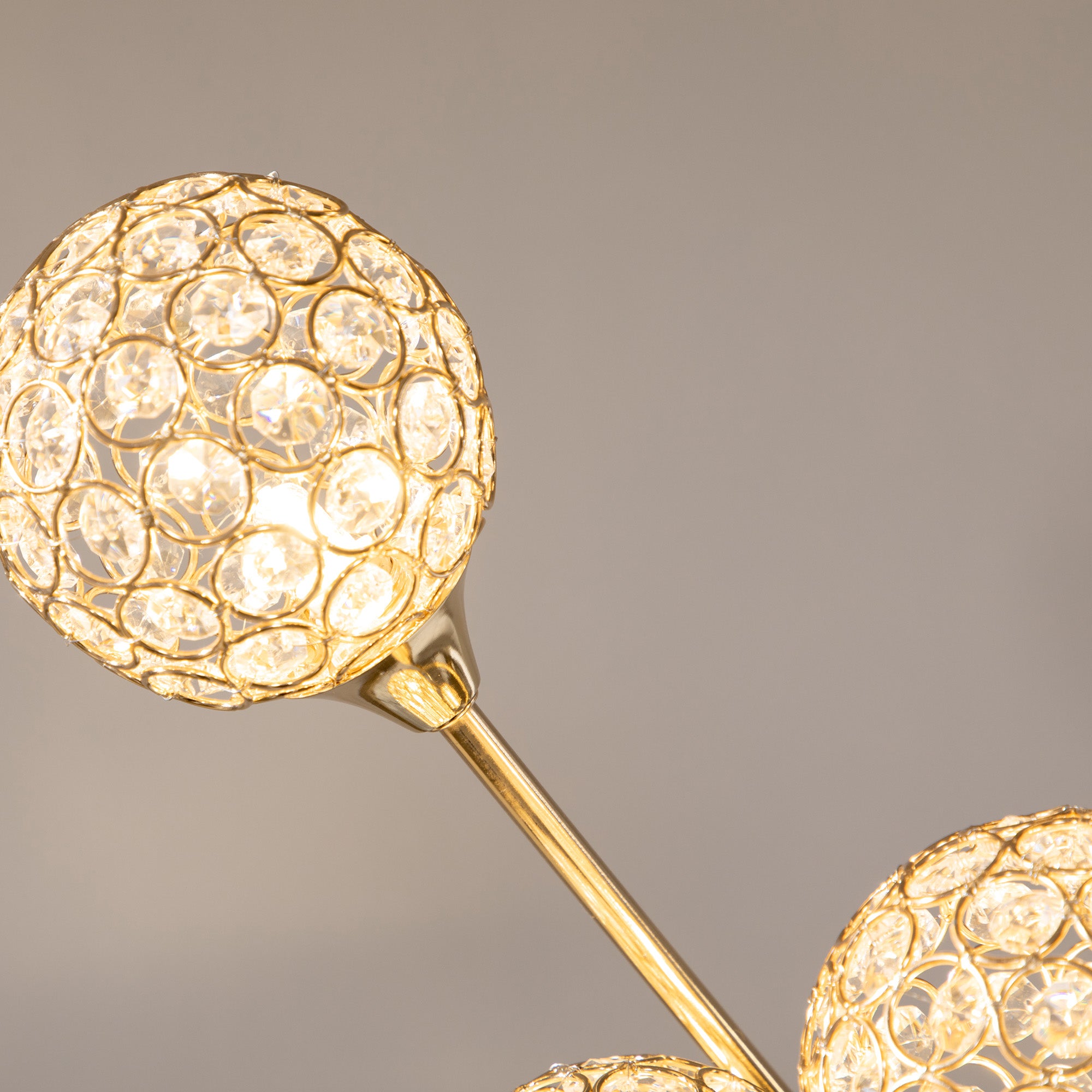 HOMCOM Crystal Floor Lamps for Living Room Bedroom with 5 Light, Modern Upright Standing Lamp, 34x25x156cm, Gold Tone - North Peak Garden Furniture