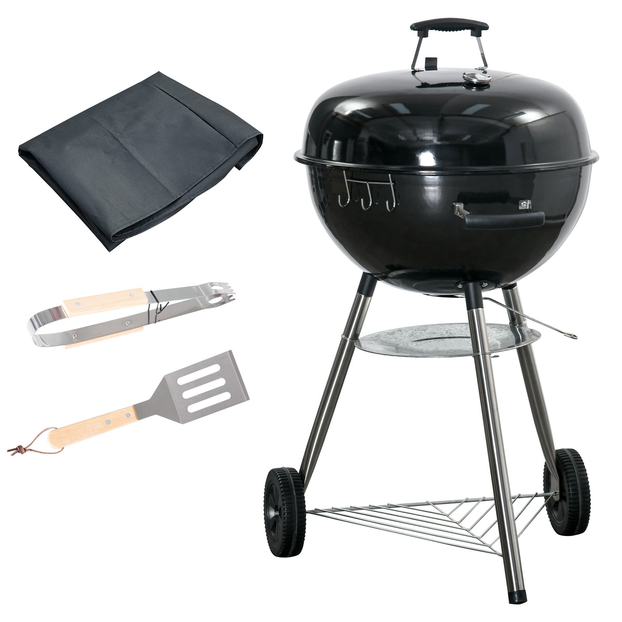 Outsunny Portable Kettle Charcoal Grill - Black - North Peak Garden Furniture