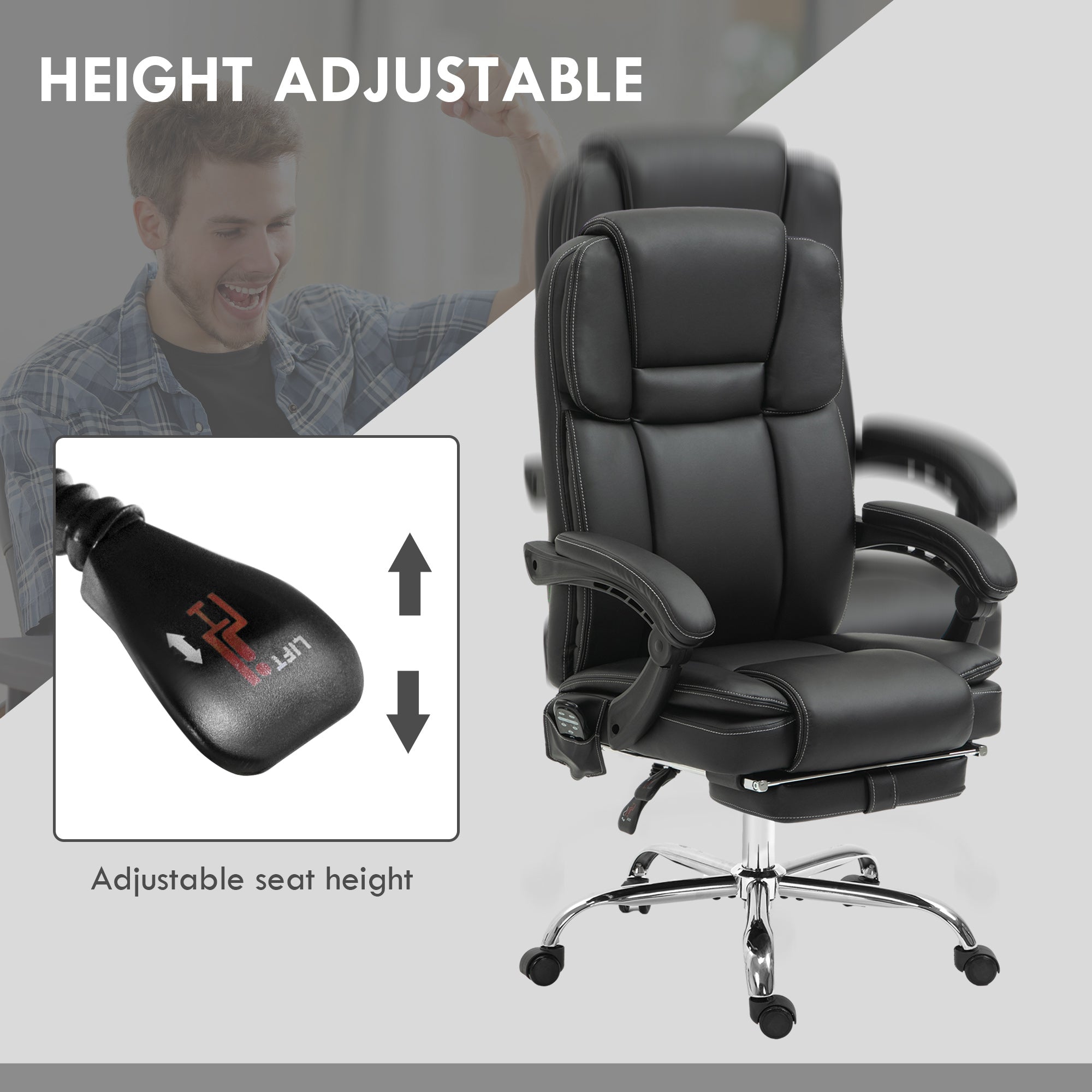 Vinsetto Six Point Vibrating Massage Office Chair - Black - North Peak Garden Furniture