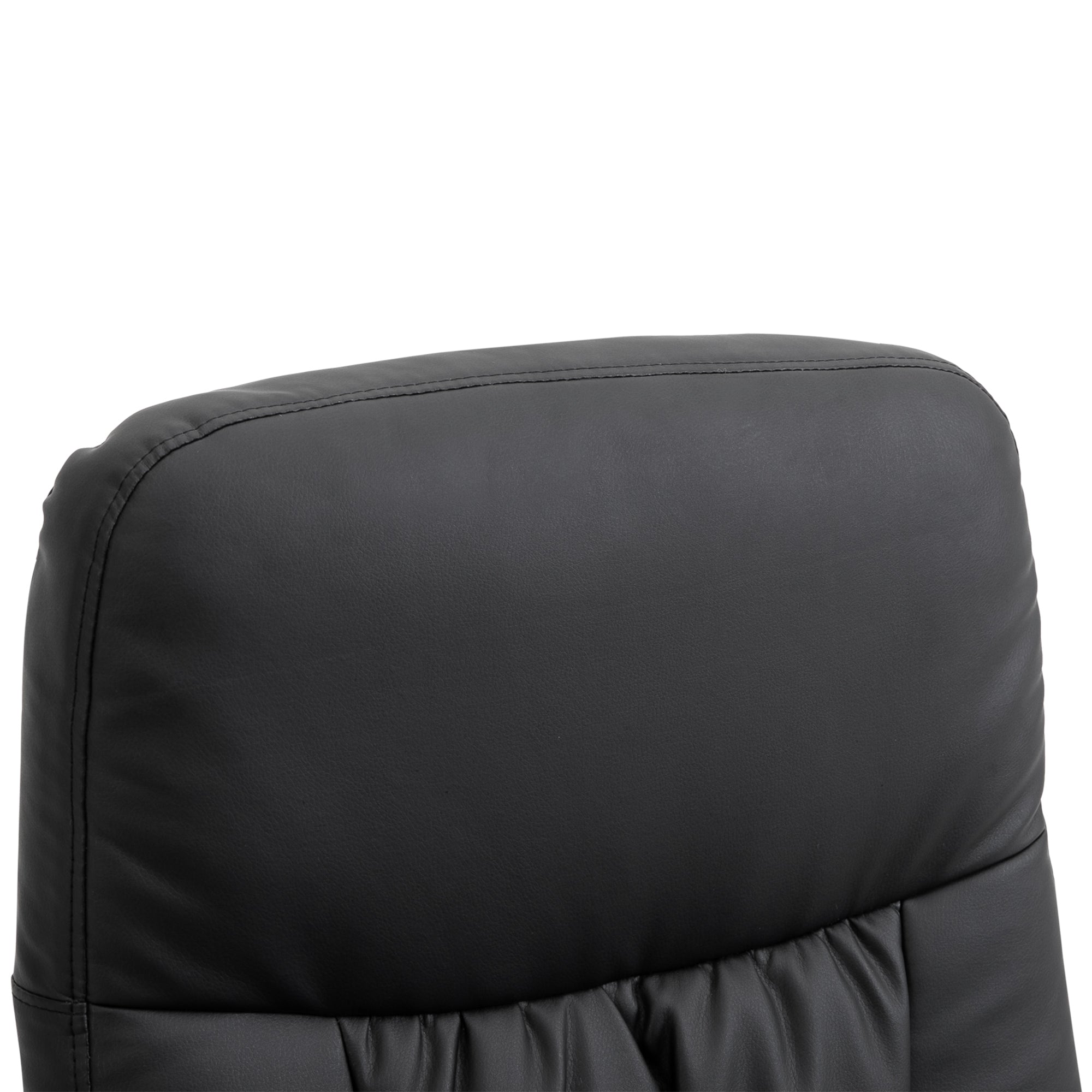 HOMCOM Swivel Recliner Chair with Footstool, PU Leather Armchair and Ottoman with High Back and Round Base for Living Room, Black - North Peak Garden Furniture