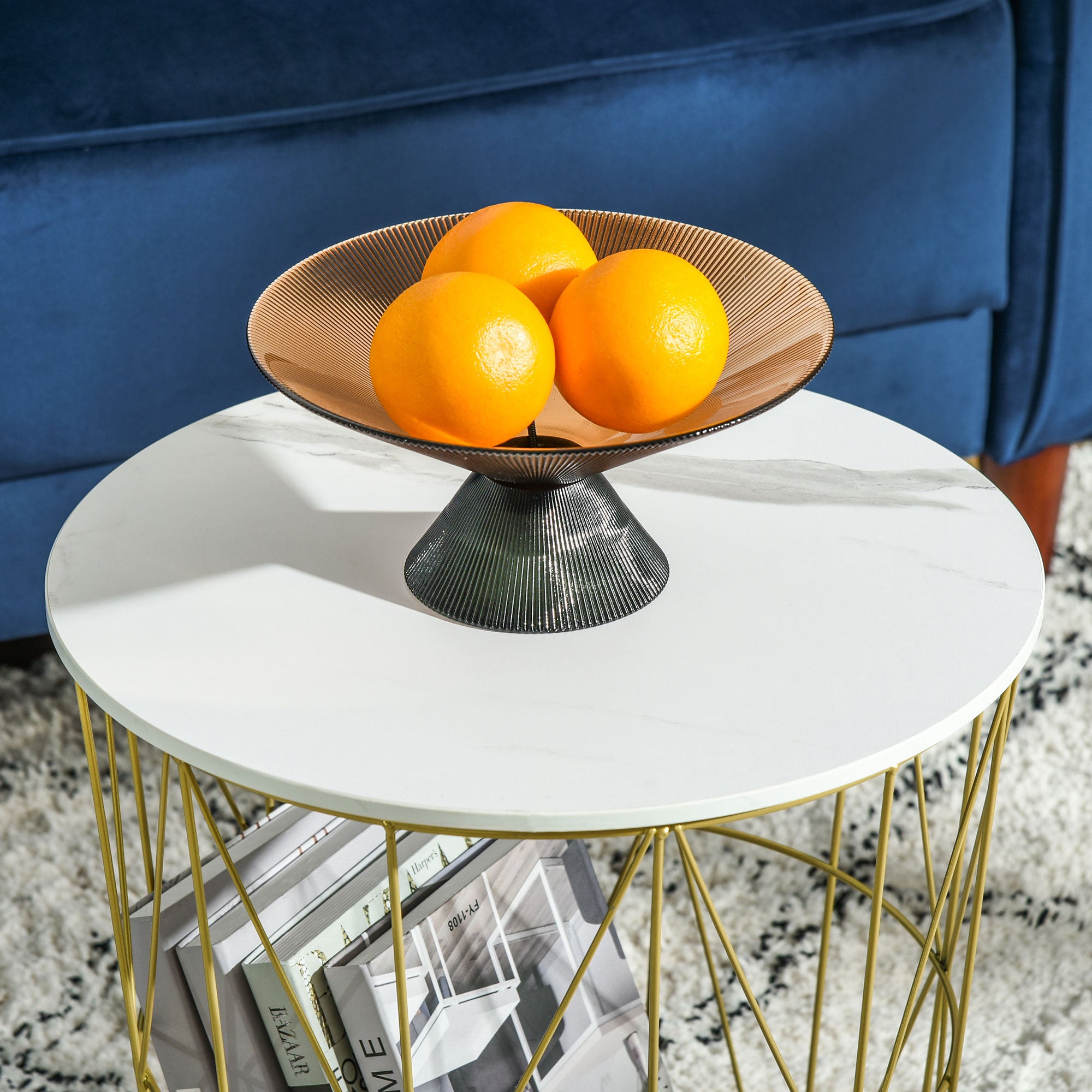 HOMCOM Set of 2 Nesting Side Tables with Storage, Round End Tables Coffee Tables with Steel Frame and Removable Round Top, for Living Room, bedroom, office, White - North Peak Garden Furniture