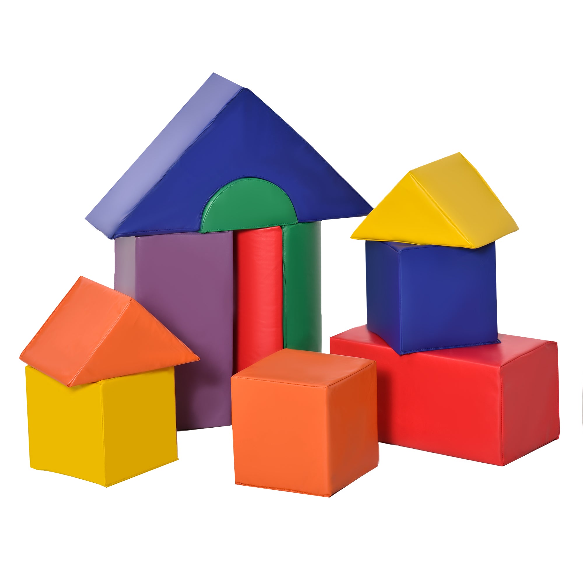 HOMCOM 11 Piece Soft Play Equipment for Toddlers, Soft Play Set Kids Foam Blocks Toys for Climb and Crawl, Multi-colored - North Peak Garden Furniture