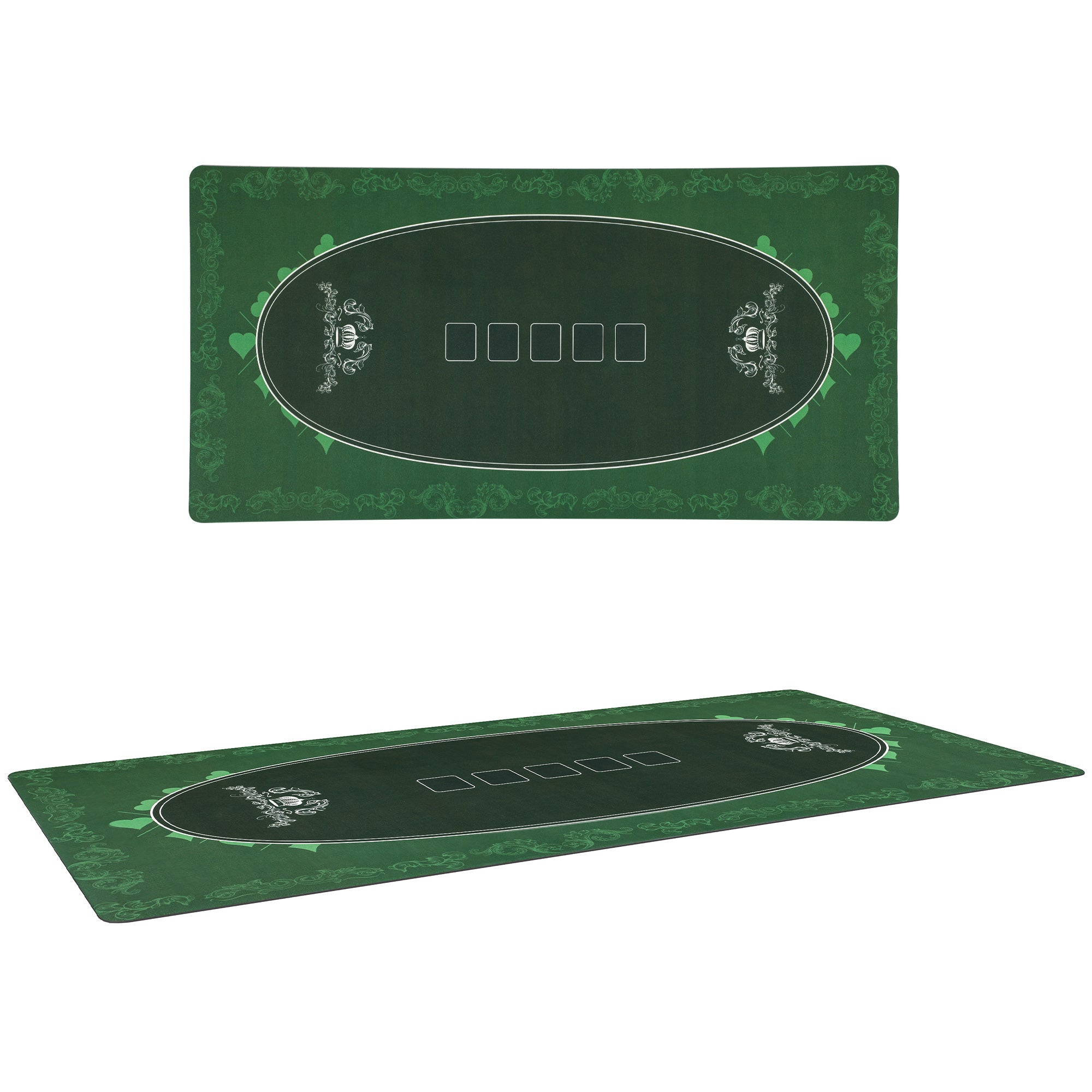 SPORTNOW 120 x 60 cm Professional Texas Hold'em Poker Mat 6 Player Water-Resistant Poker Table Top Rubber Poker Table Mat with Felt Surface Carry Bag, Green - North Peak Garden Furniture