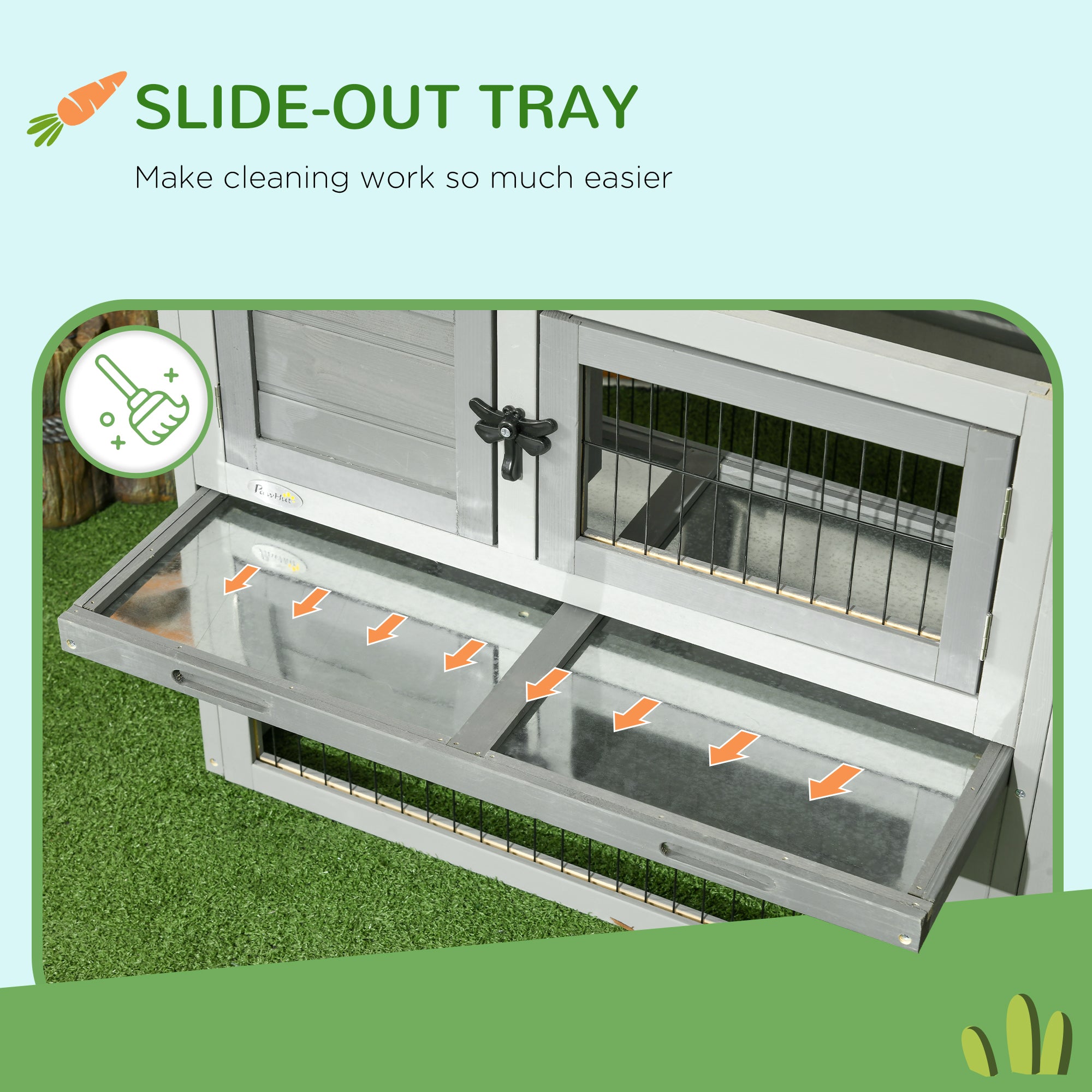 PawHut Wooden Rabbit Hutch with Outdoor Run Grey - North Peak Garden Furniture