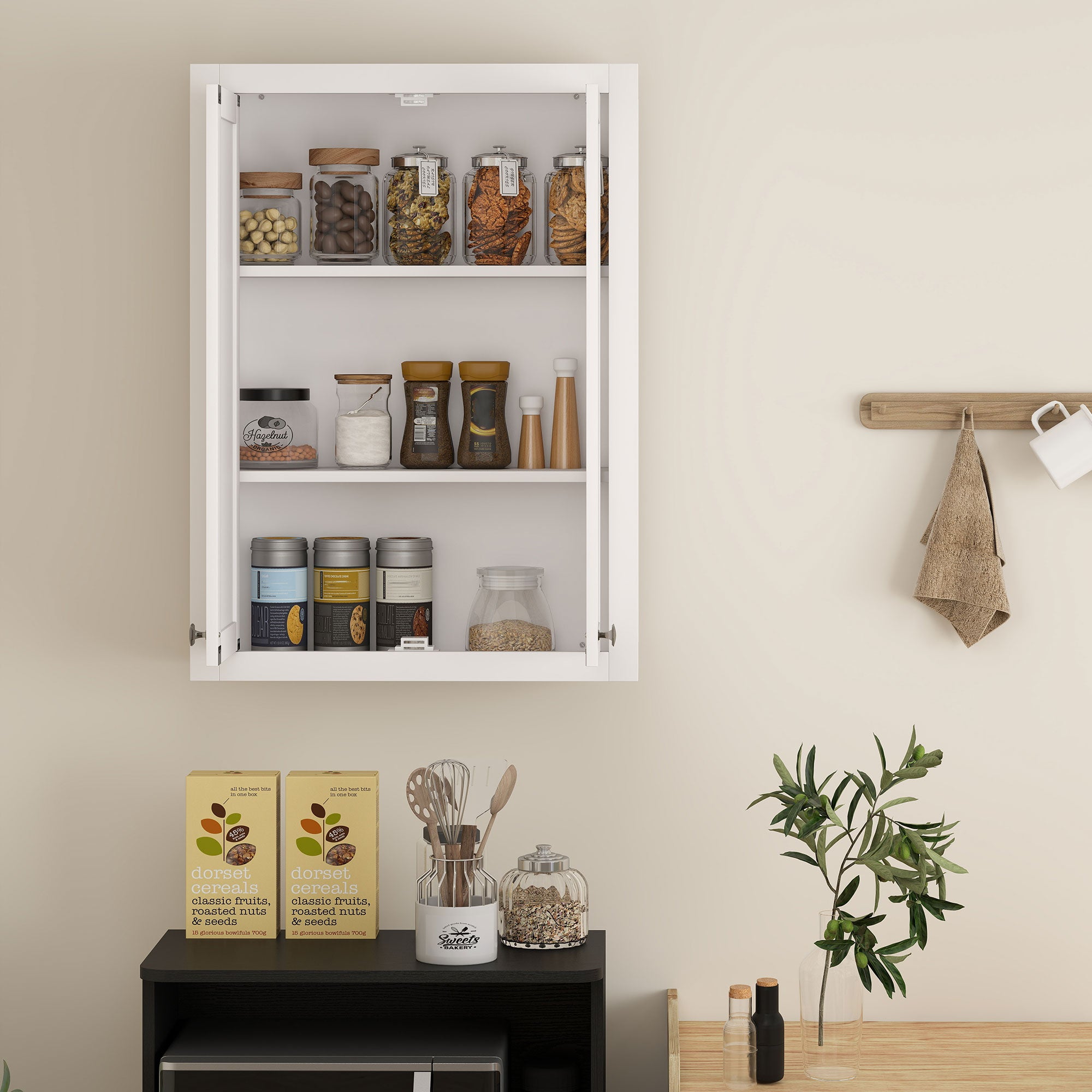 HOMCOM Bathroom Wall Cabinet with Adjustable Shelves - White
