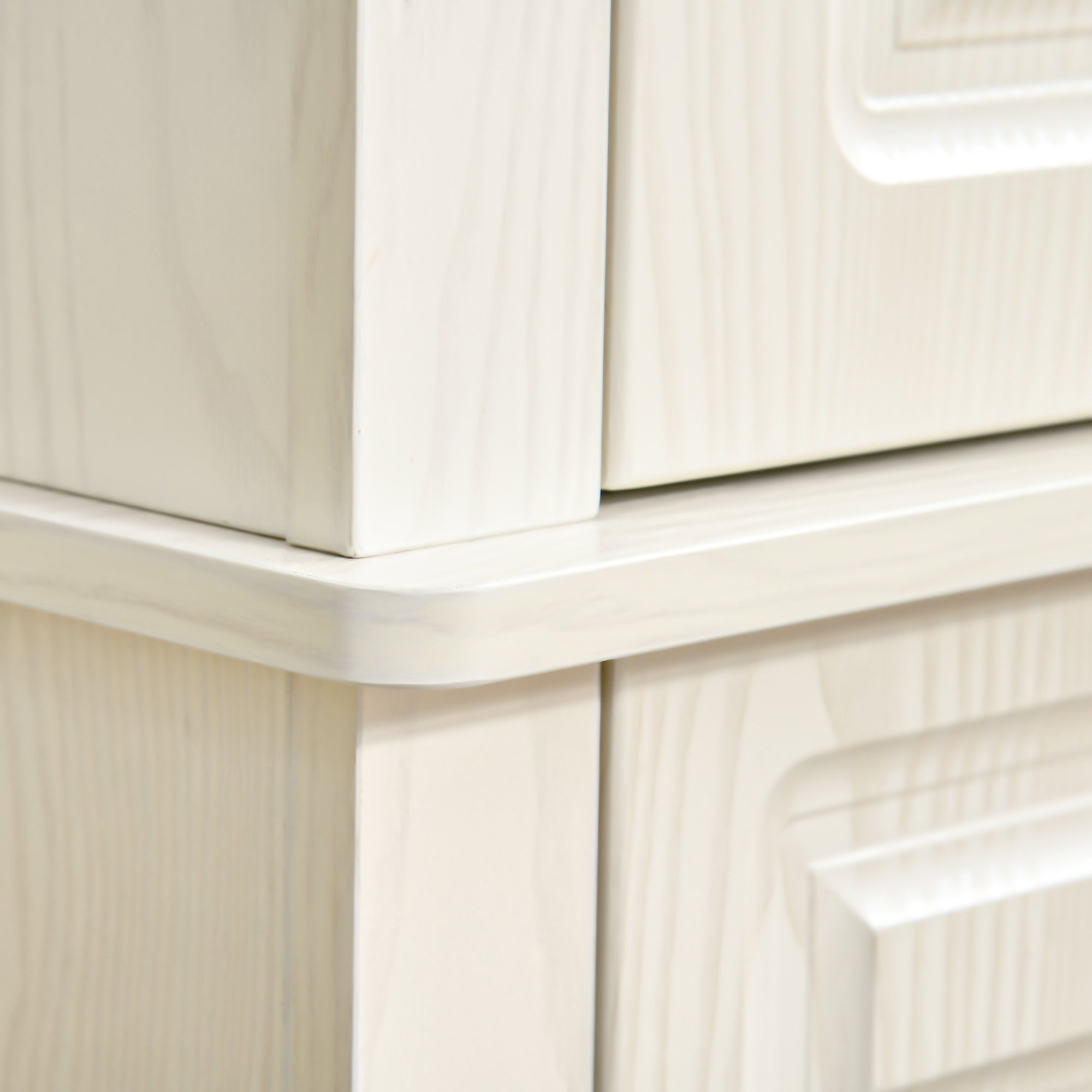 HOMCOM Kitchen Cupboard with 4 Doors, Freestanding Storage Cabinet with Wide Drawer and Shelves for Living Room, 180cm, White Wood Grain - North Peak Garden Furniture