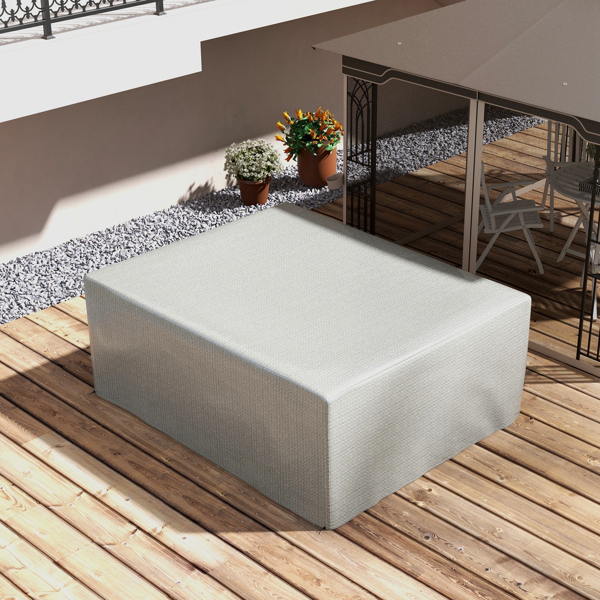 Outsunny 235 x 190 x 90 cm Large Patio Set Covers, Outdoor Garden Furniture Protection Cover Protector Waterproof Anti-UV Grey - North Peak Garden Furniture