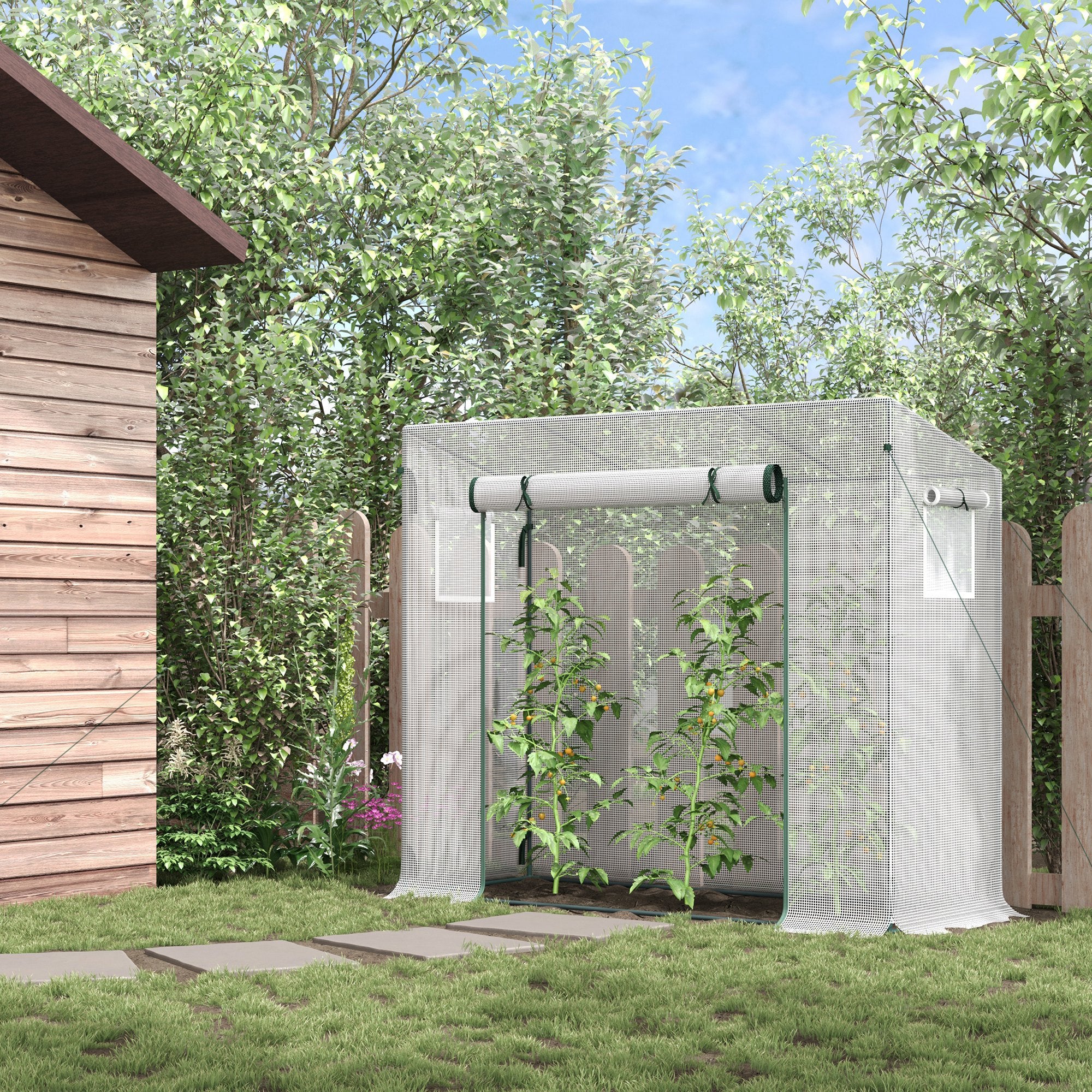 Outsunny 200x76x168cm Walk-in Garden Greenhouse Patio Hot House, Plants Flowers Herbs Tomato Grow w/ Steel Frame Door Window Balcony Patio - North Peak Garden Furniture