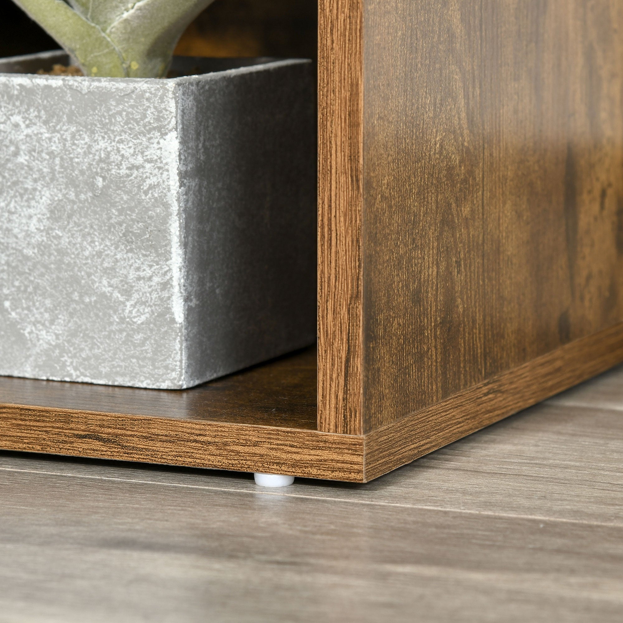 HOMCOM Bookcase Storage Shelf with Cushioned Reading Seat, Cube Bookshelf Organizer for Bedroom Living Room, Rustic Brown - North Peak Garden Furniture