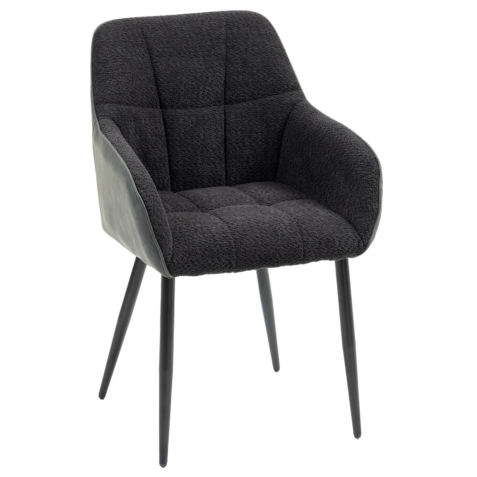 HOMCOM Accent Chair with Foot Pads, Upholstered Armchair with Chenille Fabric Front and PU Back, Occasional Chair for Living Room Bedroom, Black - North Peak Garden Furniture