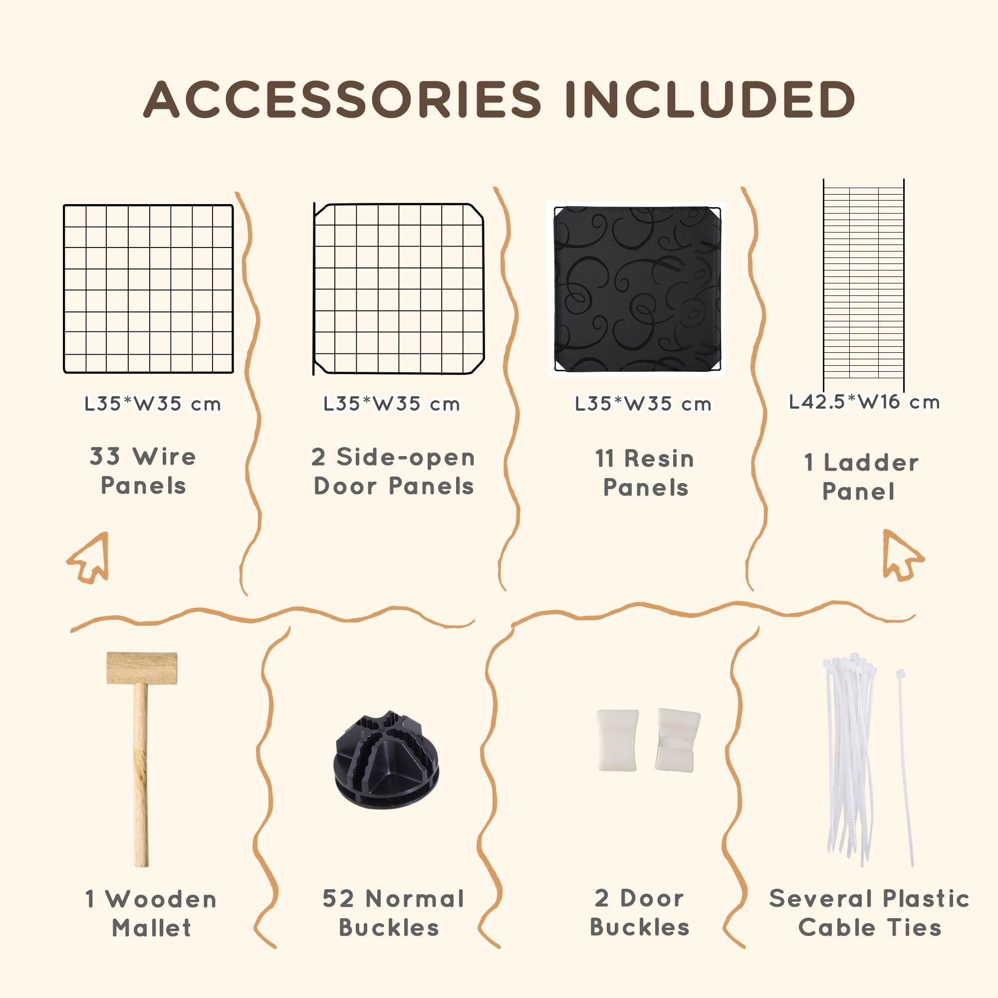 PawHut Pet Playpen with Door, Guinea Pigs Metal Mesh Cage for Small Animal, Chinchilla, 175 x 105 x 70 CM, Black