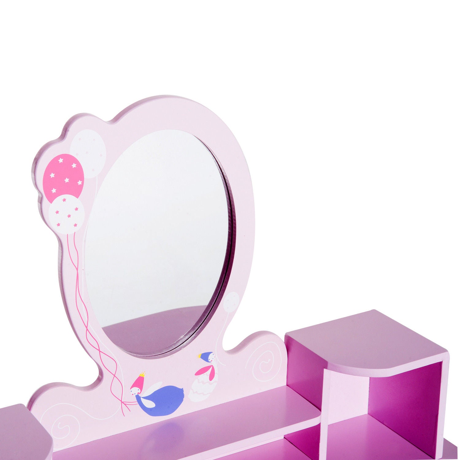 HOMCOM Kids Wooden Dressing Table and Stool Make Up Desk (Pink) - North Peak Garden Furniture