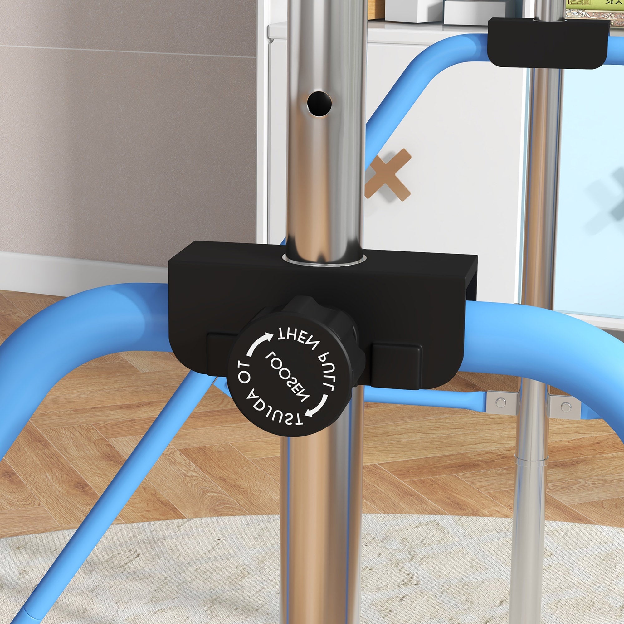 HOMCOM Adjustable Height, Foldable Kids Gymnastics Bar w/ Non-Slip Mats, for 3+ Years, Blue - North Peak Garden Furniture
