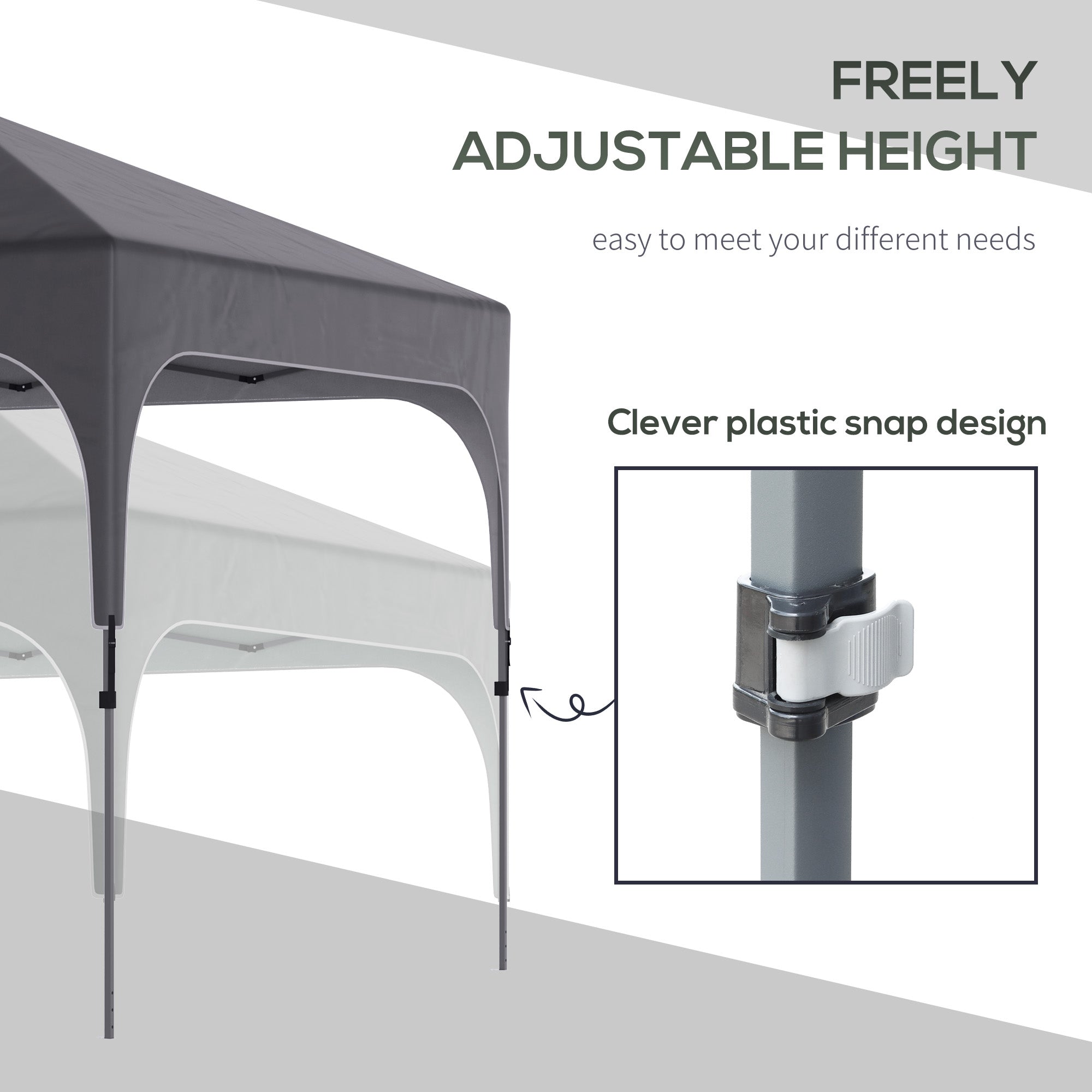 Outsunny 3 x 3 (M) Pop Up Gazebo, UPF 50+ Foldable Canopy Tent with Carry Bag with Wheels and 4 Leg Weight Bags, Height Adjustable, for Outdoor Garden Patio Party, Dark Grey - North Peak Garden Furniture