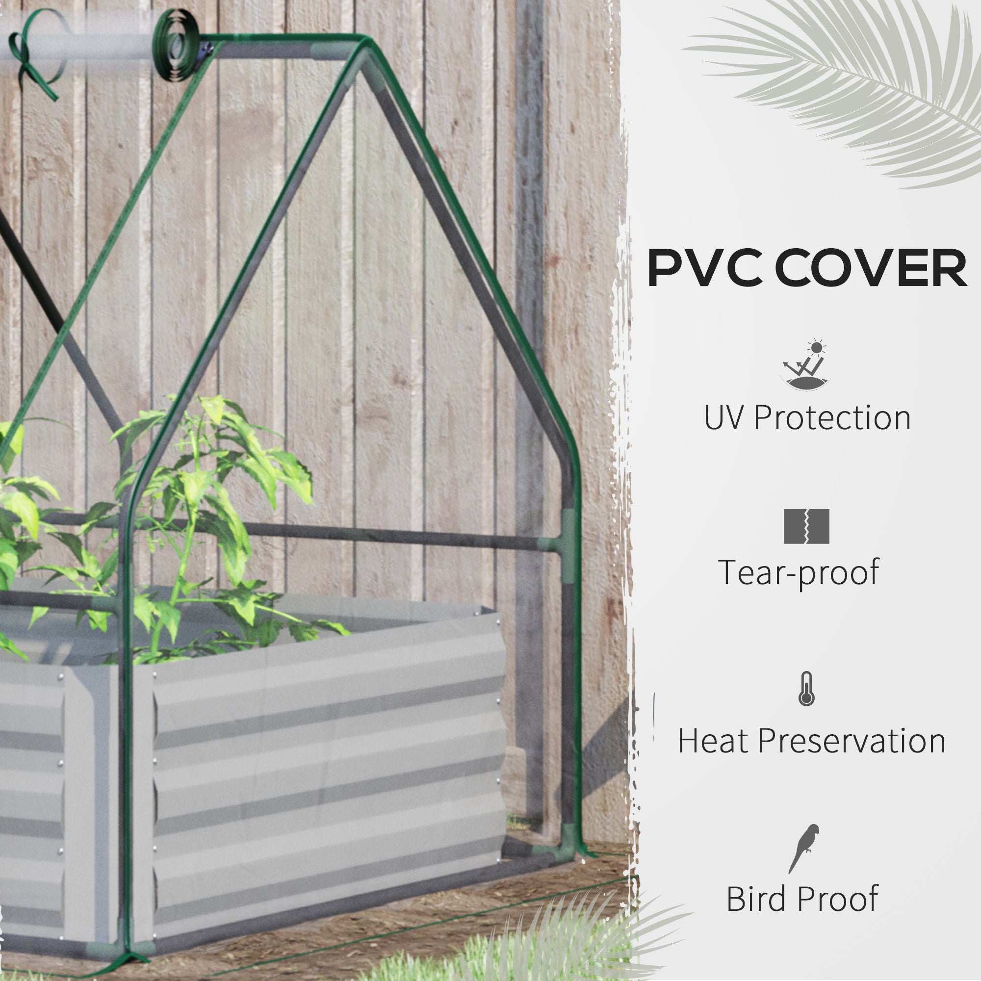 Outsunny Raised Garden Bed with Greenhouse, Steel Planter Box with Plastic Cover, Roll Up Window, Dual Use for Flowers, Vegetables, Fruits and Herbs, 127L x 95W x 92H cm, Clear - North Peak Garden Furniture