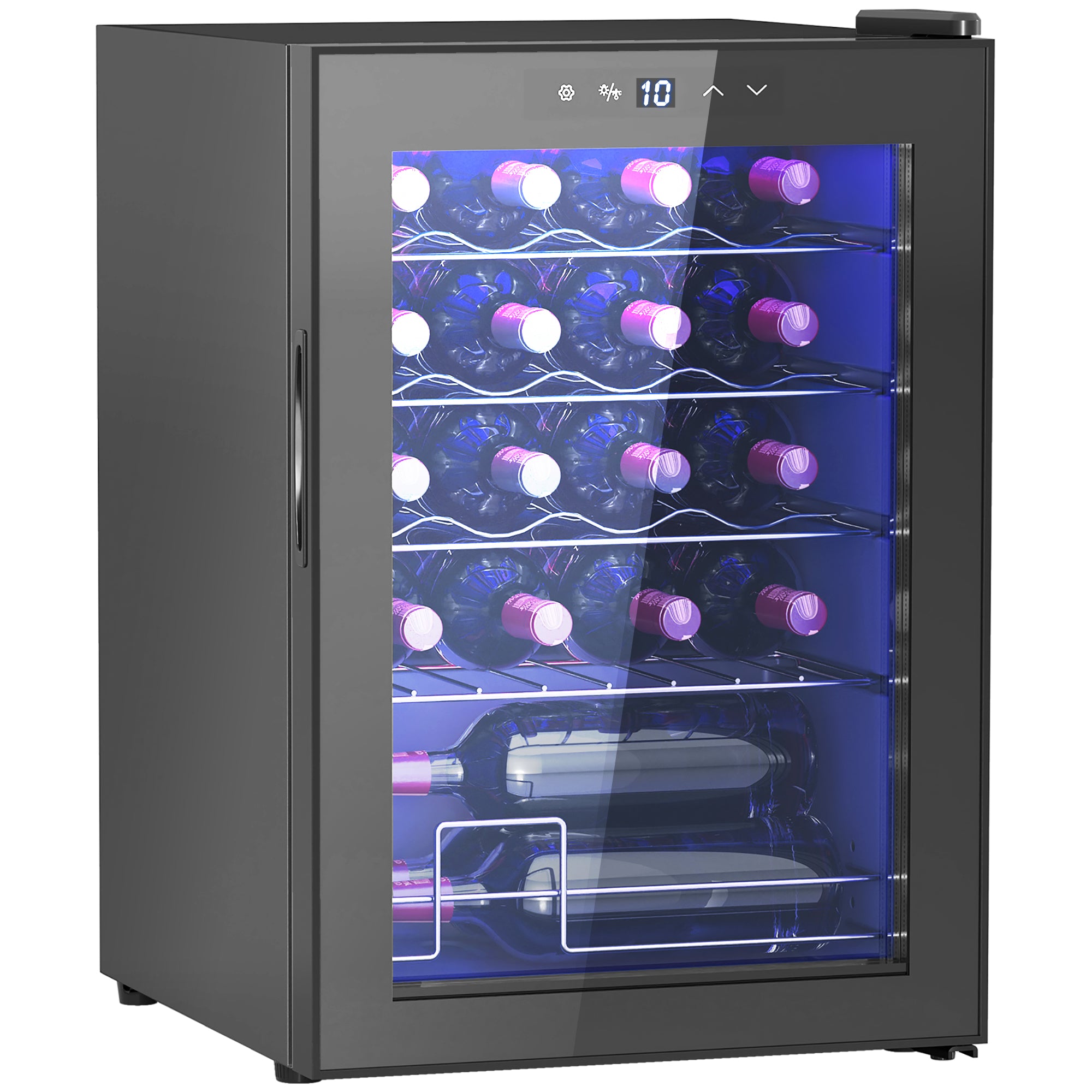 HOMCOM 20 Bottle 5-18℃ Countertop Wine Fridge - Black - North Peak Garden Furniture