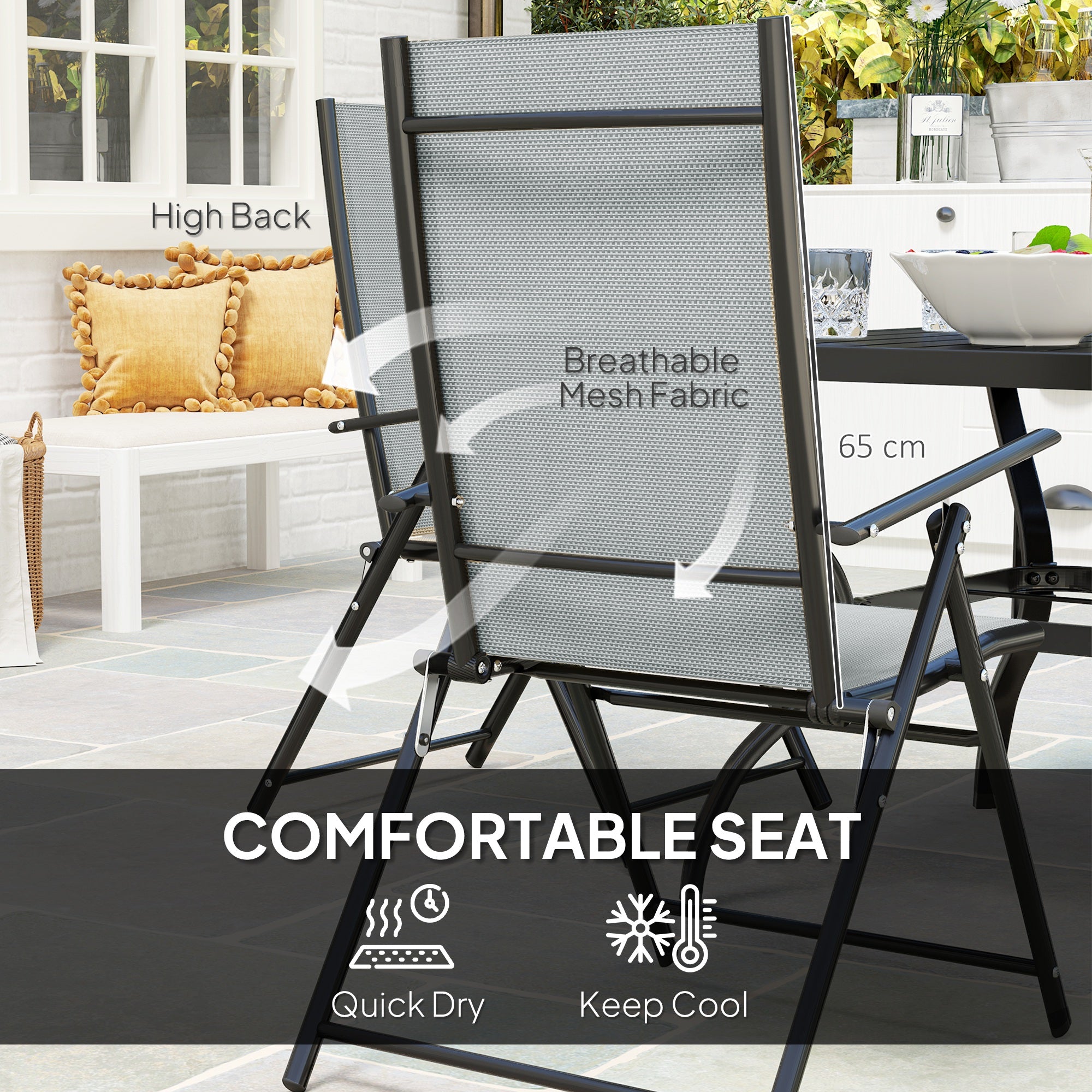 Outsunny Five-Piece Steel Frame Patio Set - Grey/Black - North Peak Garden Furniture