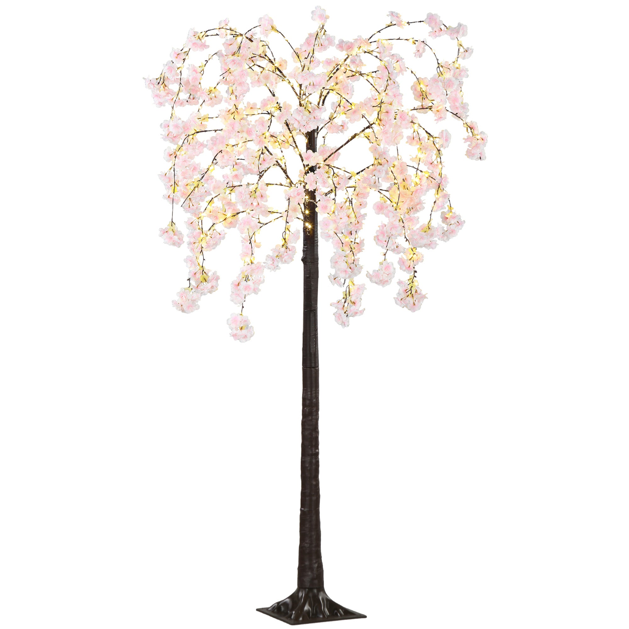 HOMCOM 450 LED Light Decorative Artificial Blossom Tree - Pink - North Peak Garden Furniture