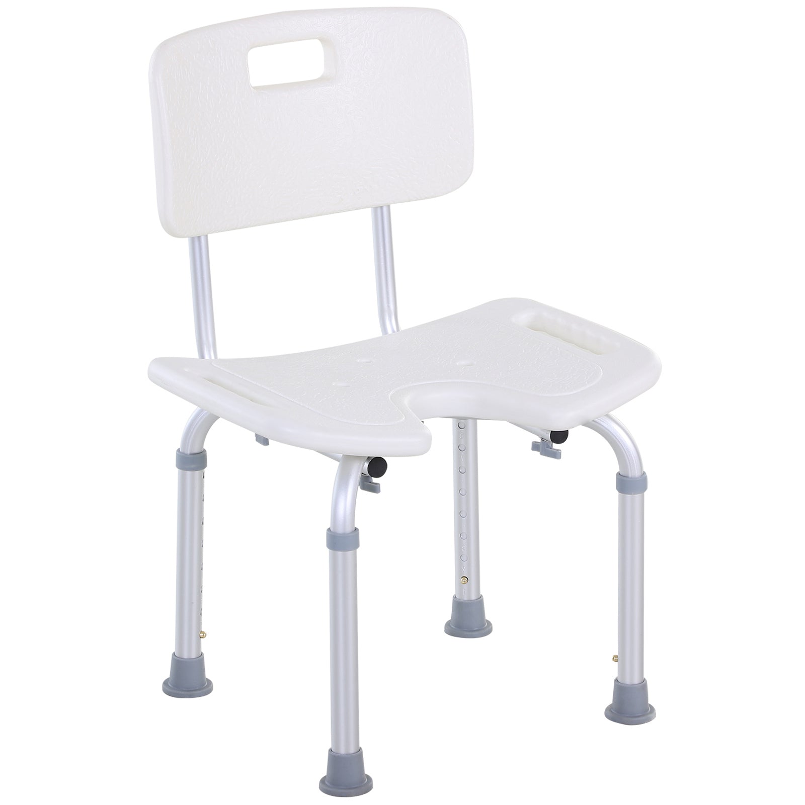 HOMCOM 8-Level Height Adjustable Bath Stool Spa Shower Chair Aluminum w/ Non-Slip Feet, Handle for the Pregnant, Old, Injured - North Peak Garden Furniture