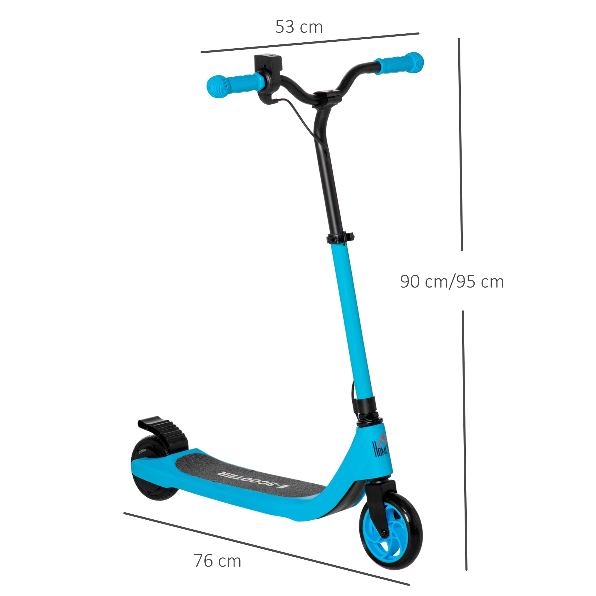 HOMCOM Electric Scooter, 120W Motor E-Scooter with Battery Display, Adjustable Height, Rear Brake for Ages 6+ Years - Blue - North Peak Garden Furniture
