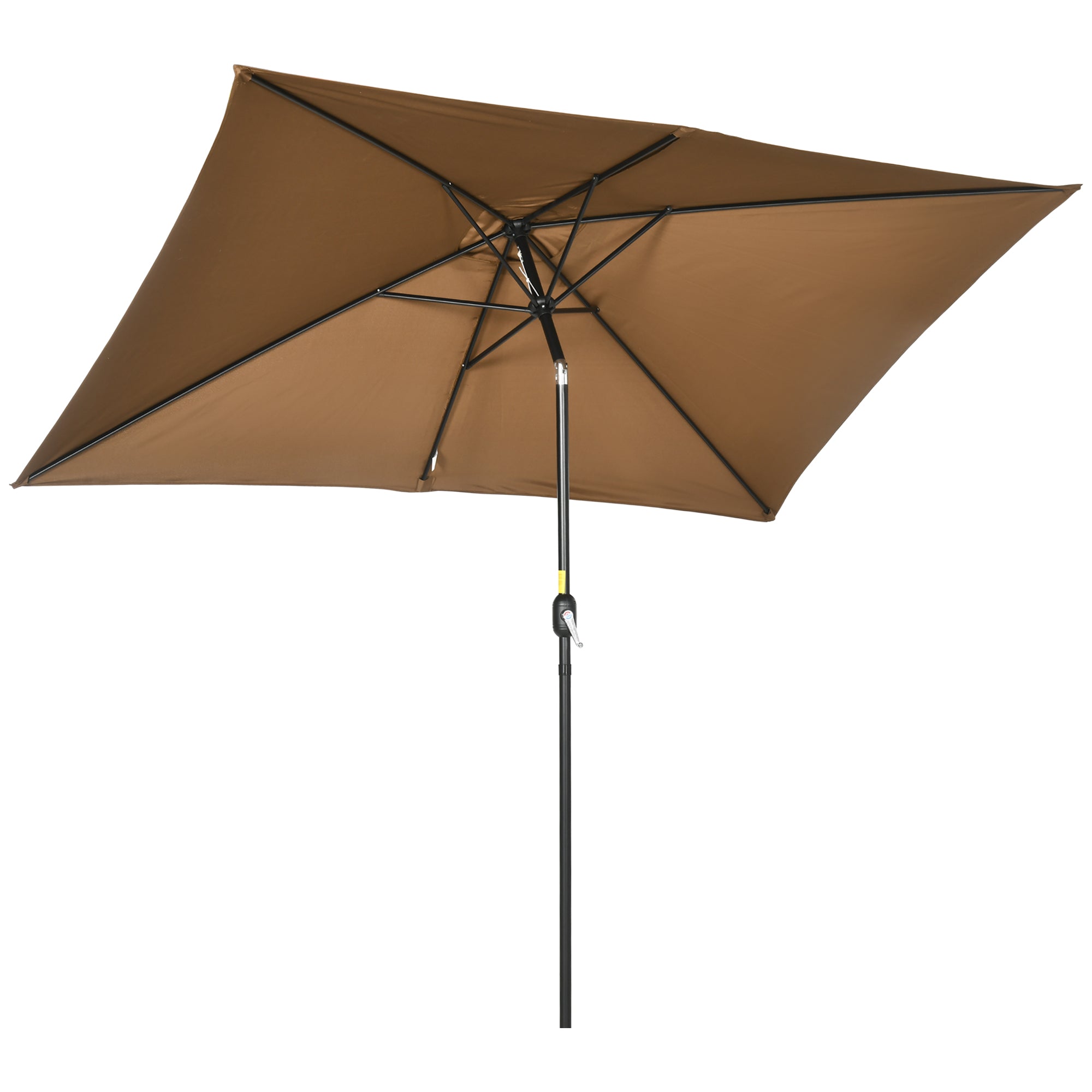 Outsunny 3x2m Garden Parasol Umbrella Outdoor Sun Shade Canopy with Tilt and Crank, Aluminium Frame Rectangular, Brown