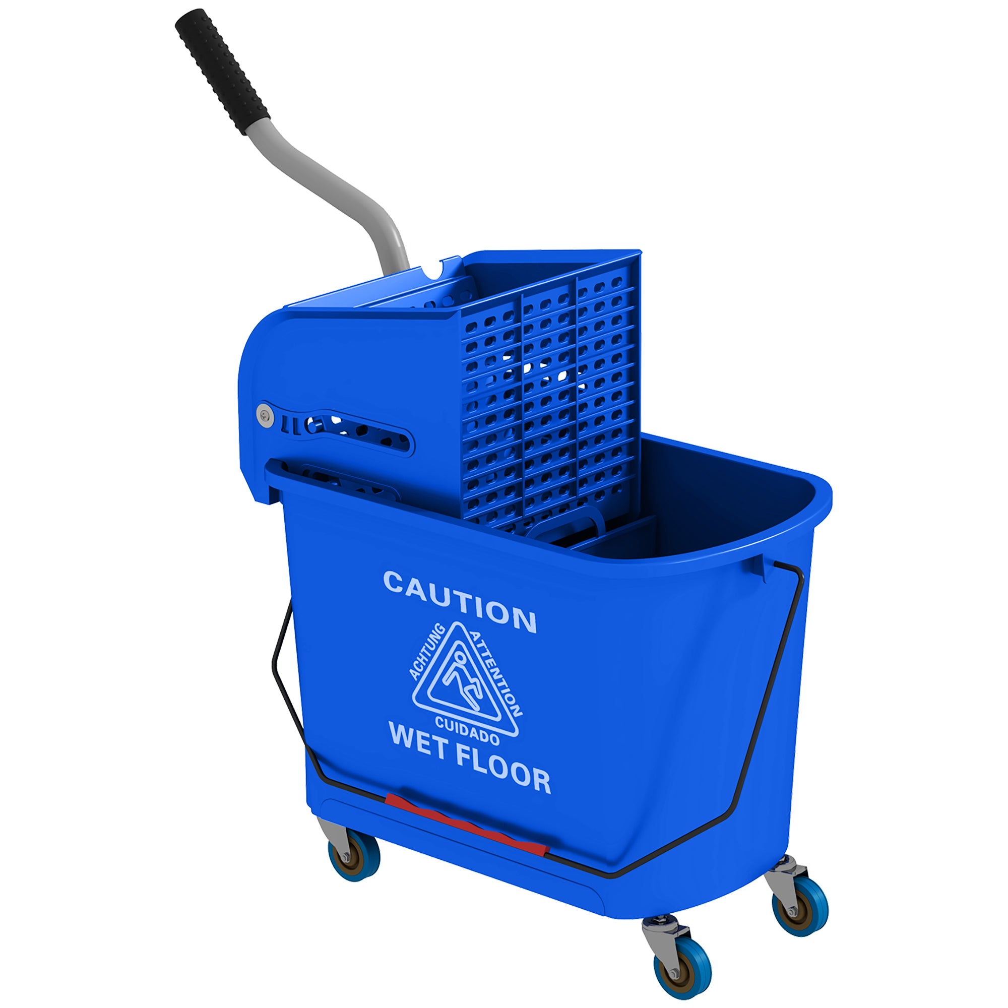 HOMCOM 20L Mop Bucket on Wheels, with Water Separation Panel - Blue - North Peak Garden Furniture