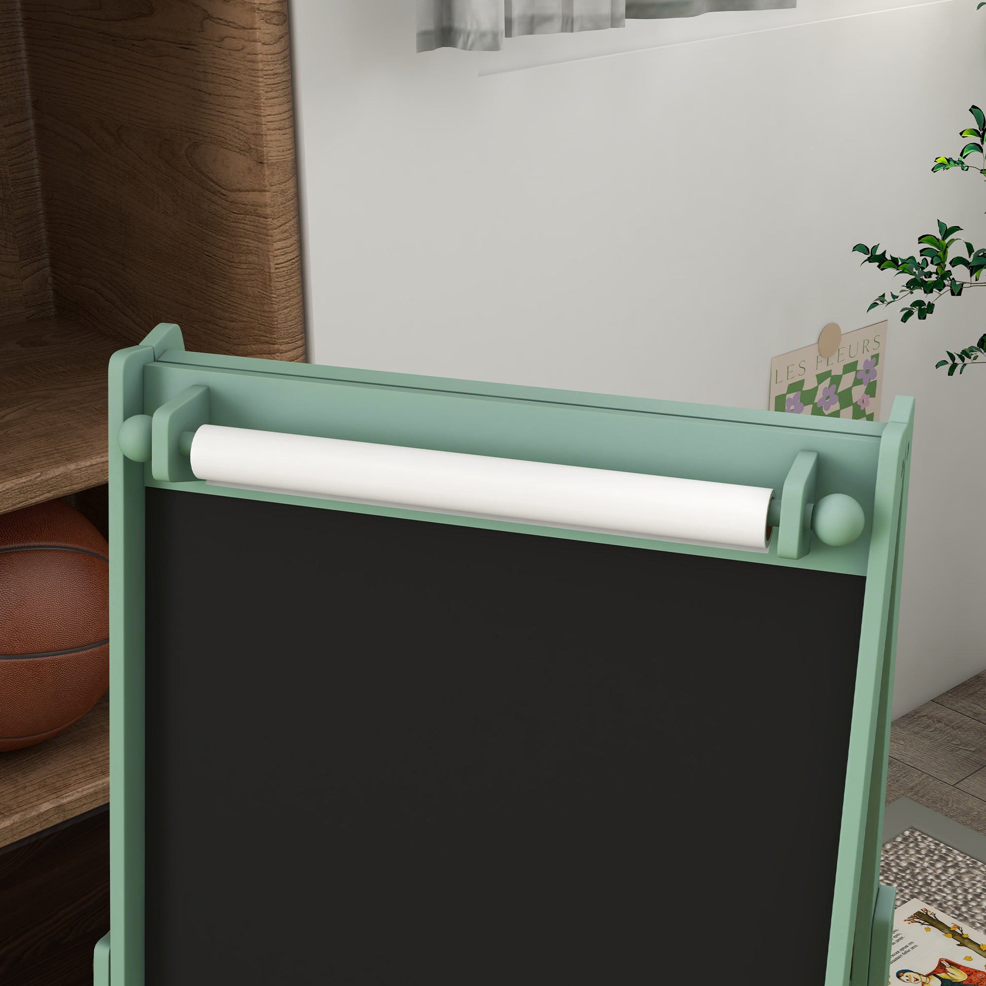 AIYAPLAY Three-In-One Kids Easel with Paper Roll, Art Easel, with Storage - Green - North Peak Garden Furniture