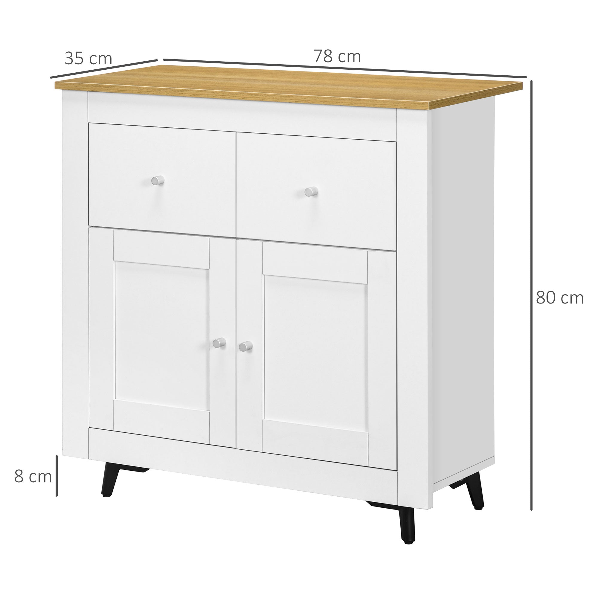 HOMCOM Sideboard Storage Cabinet, Modern Kitchen Cupboard with Double Doors and Drawers for Dining Room, Living Room and Entryway, White - North Peak Garden Furniture