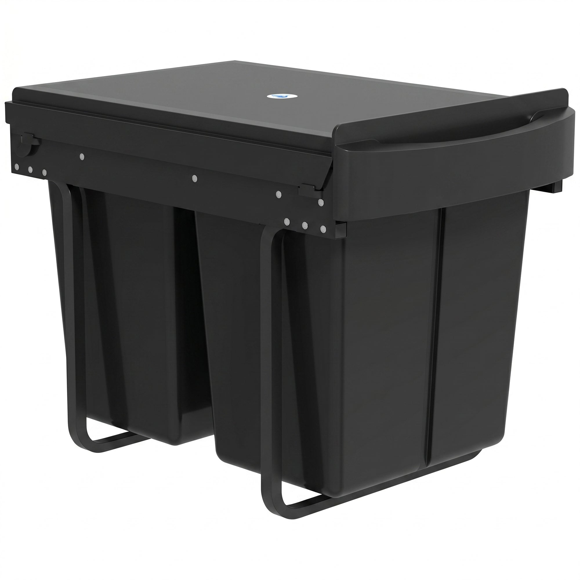 HOMCOM Pull Out Bin, Kitchen Under Sink Bin with 2 Removable Compartments, Smooth Glide, Black