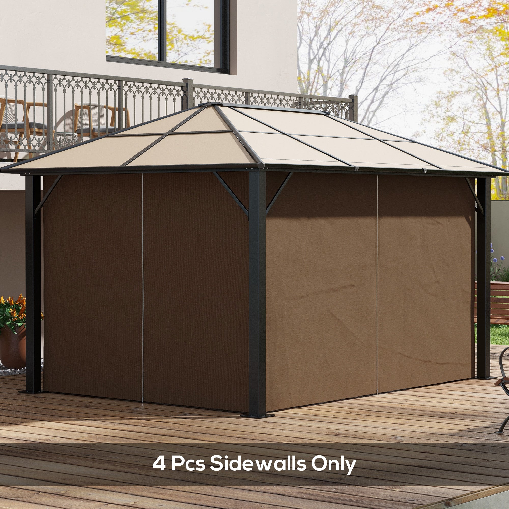 Outsunny Set of Four 3 x 4m Gazebo Replacement Walls - Dark Brown - North Peak Garden Furniture