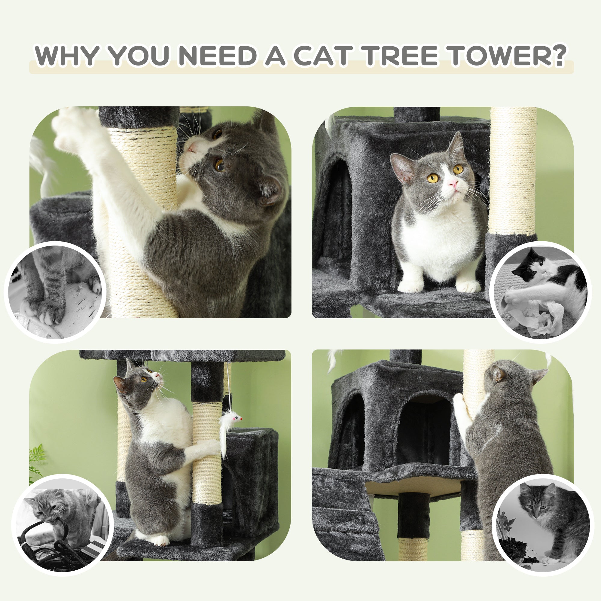 PawHut Cat Tree Scratching House, Activity Play Centre - North Peak Garden Furniture