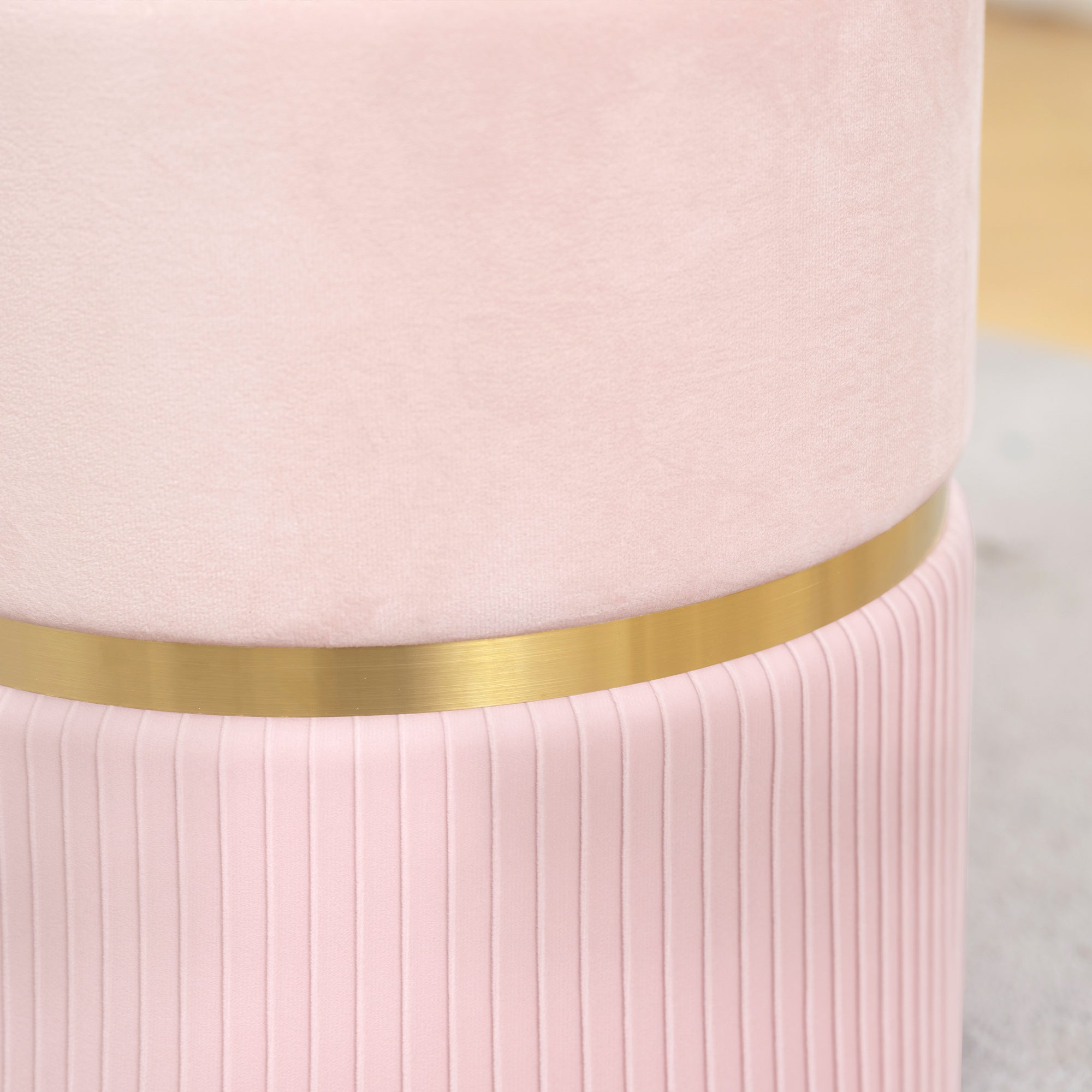 HOMCOM Velvet-Feel Storage Ottoman - Pink