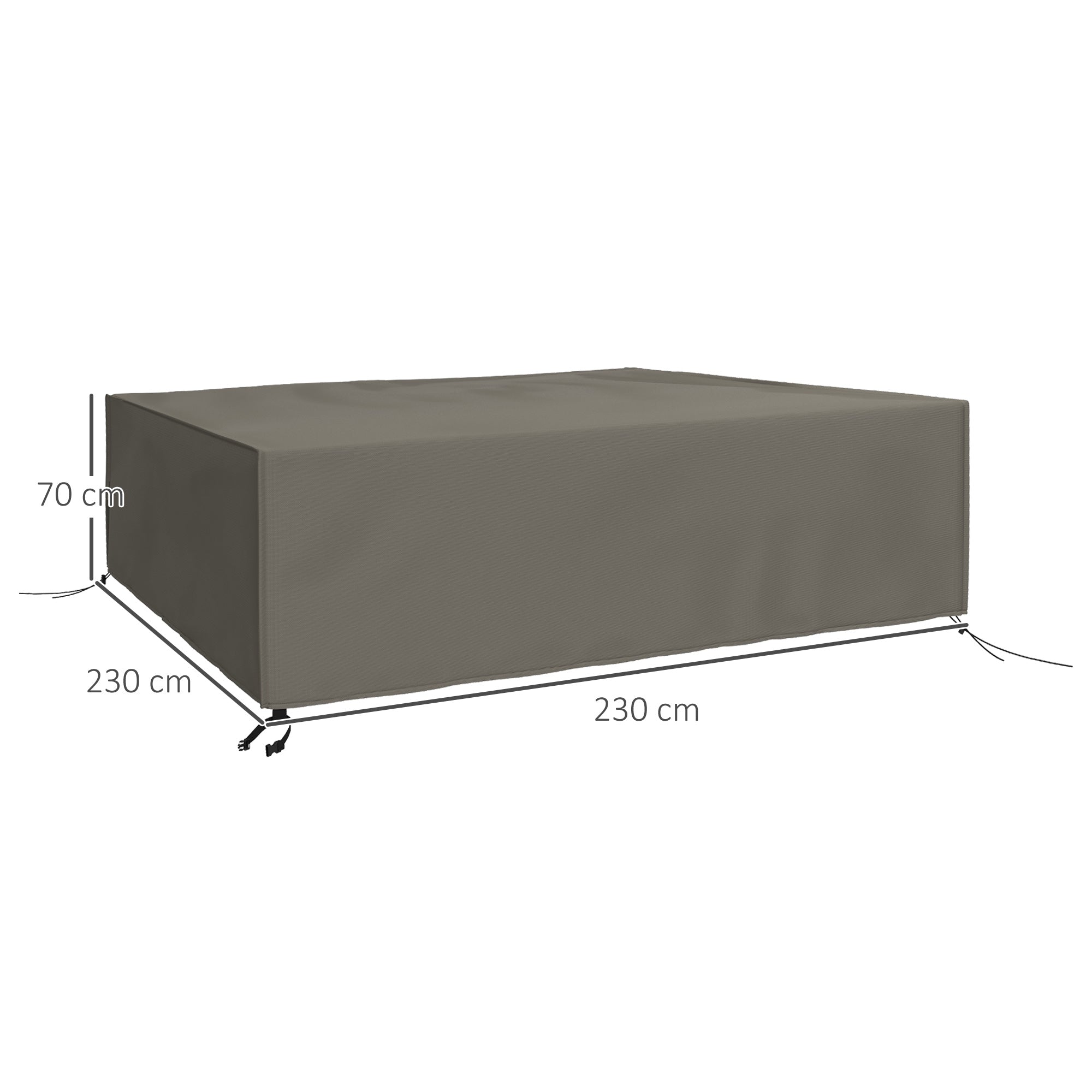 Outsunny Large Square Patio Garden Furniture Set Cover 600D Oxford Waterproof, 230 x 230 x 70cm, Grey - North Peak Garden Furniture