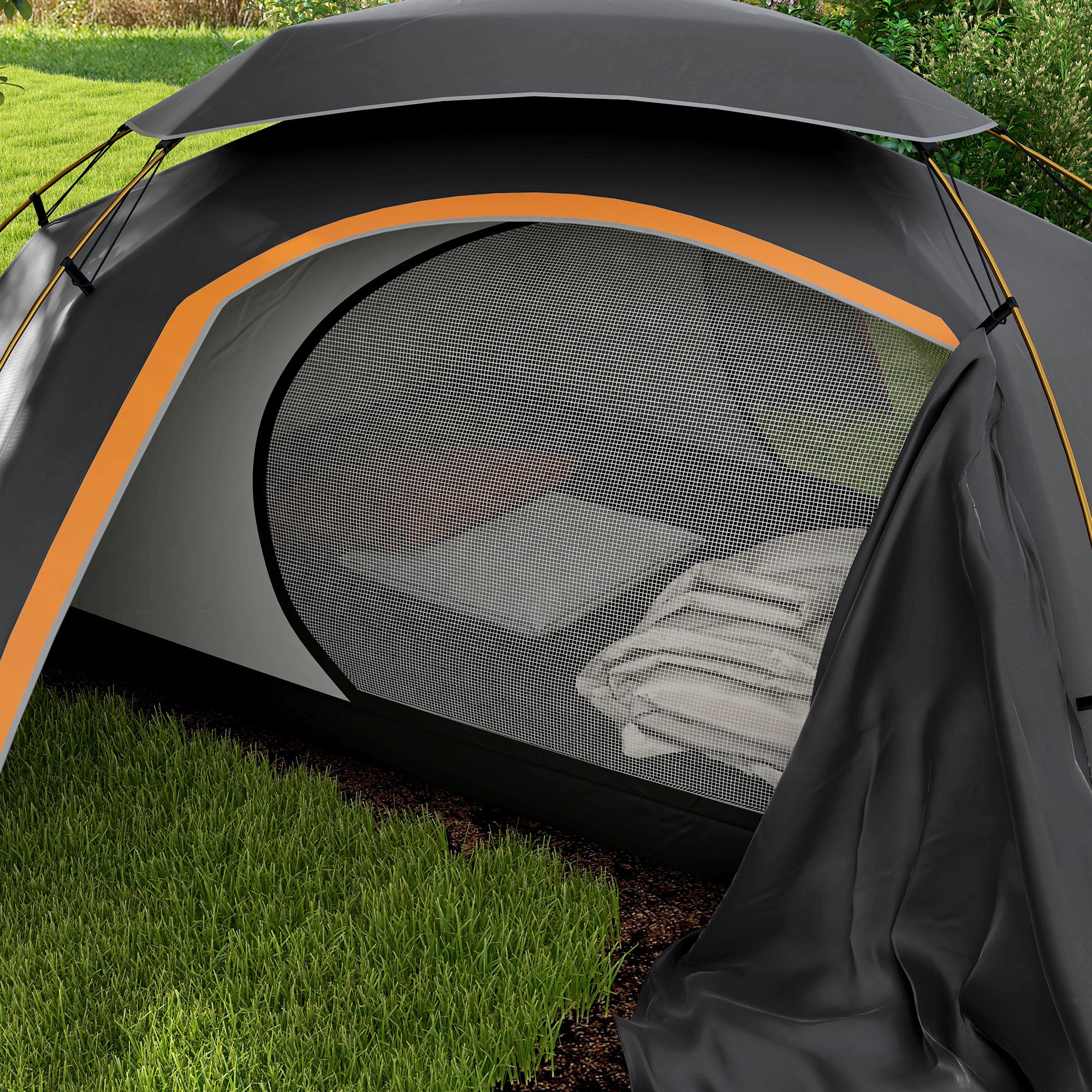 Outsunny Aluminium Frame Camping Tent Dome Tent with Removable Rainfly, 2000mm Waterproof, for 1-2 Man, Grey - North Peak Garden Furniture