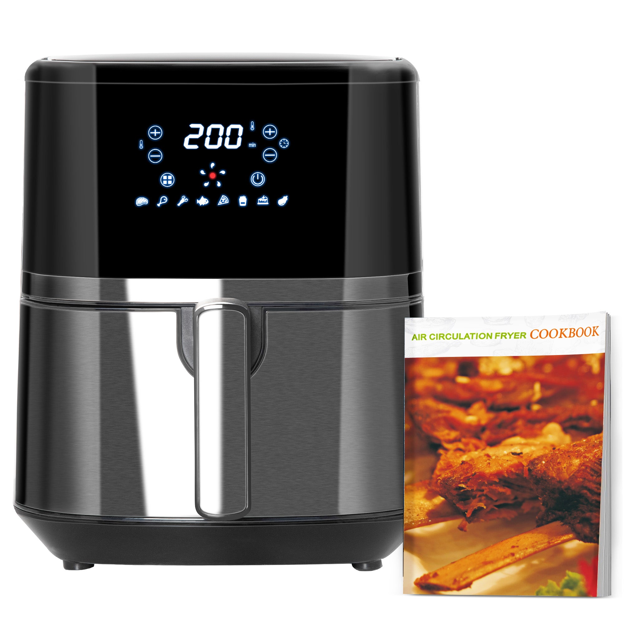 HOMCOM 4.5L Air Fryer, 8-in-1 Digital Air Fryer Oven with Rapid Air Circulation, Temp Control & Timer, Non-stick Basket, Oil-Free Cook, 1500W, Black - North Peak Garden Furniture