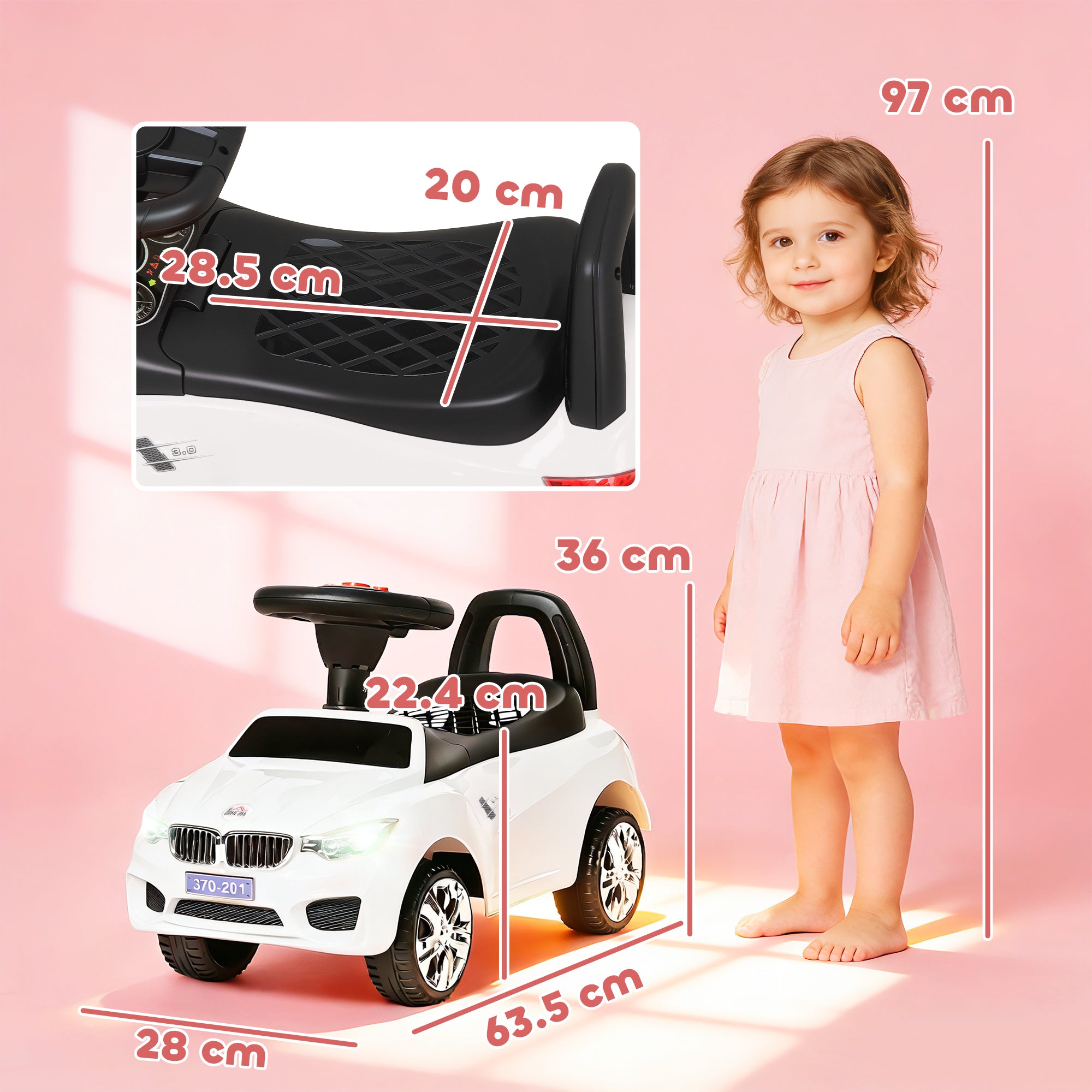 HOMCOM Ride on Car Baby Toddler Walker Foot to Floor Sliding Car Slider White