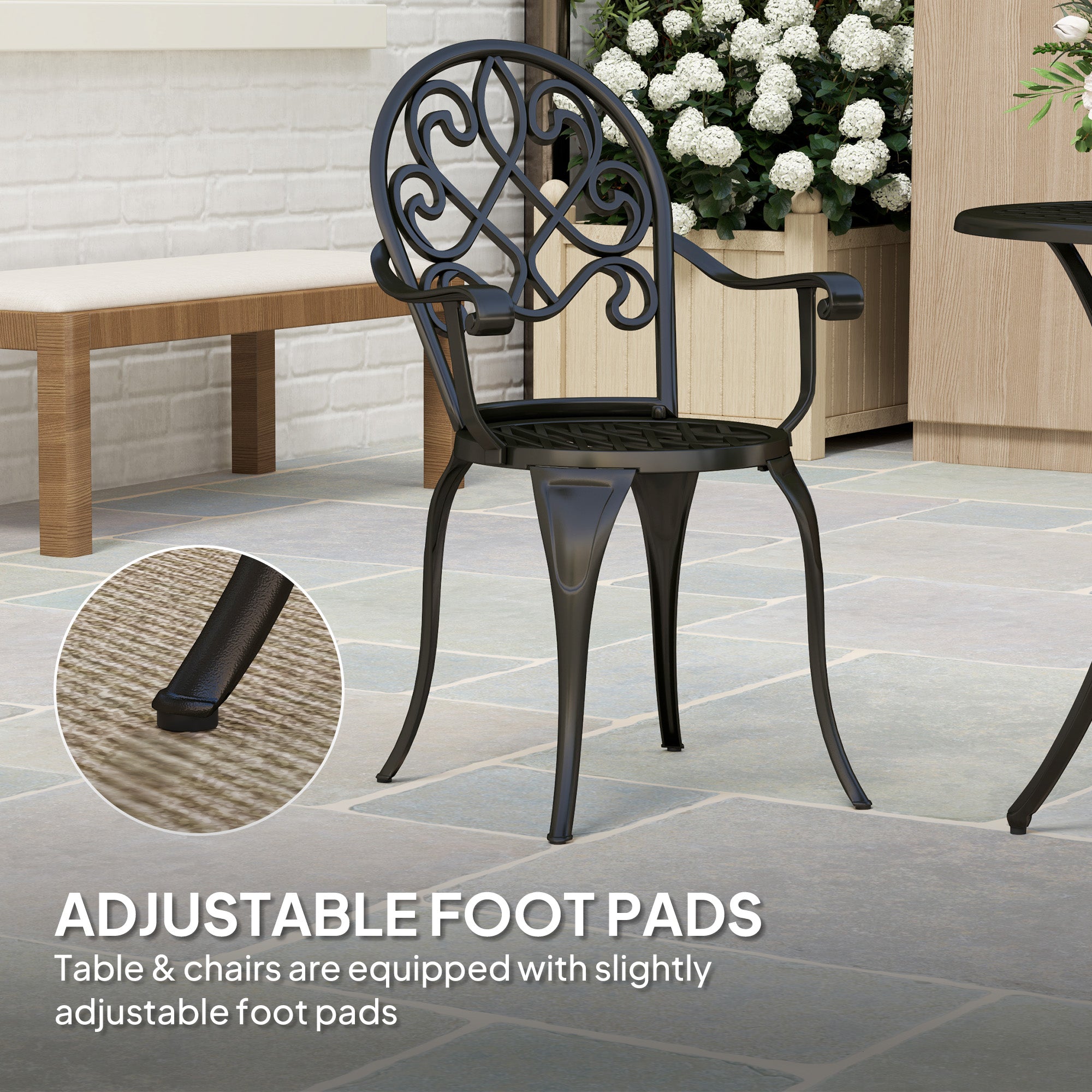 Outsunny Three-Piece Elegant Aluminium Garden Set - Black - North Peak Garden Furniture