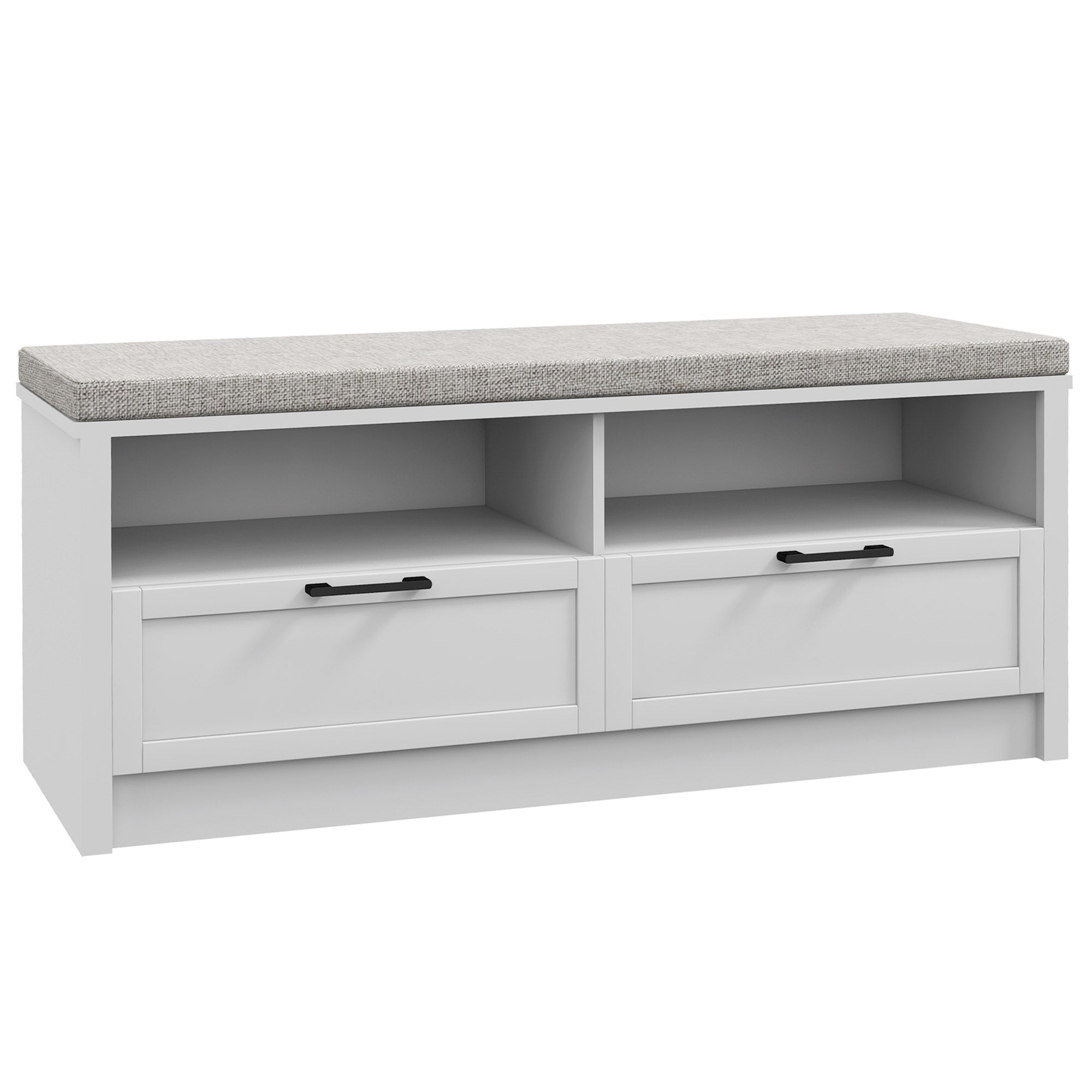 HOMCOM Shoe Bench with Removable Cushion, Shoe Storage Bench with Padded Seat, Open Compartments and Drawers for Entryway Hallway - North Peak Garden Furniture