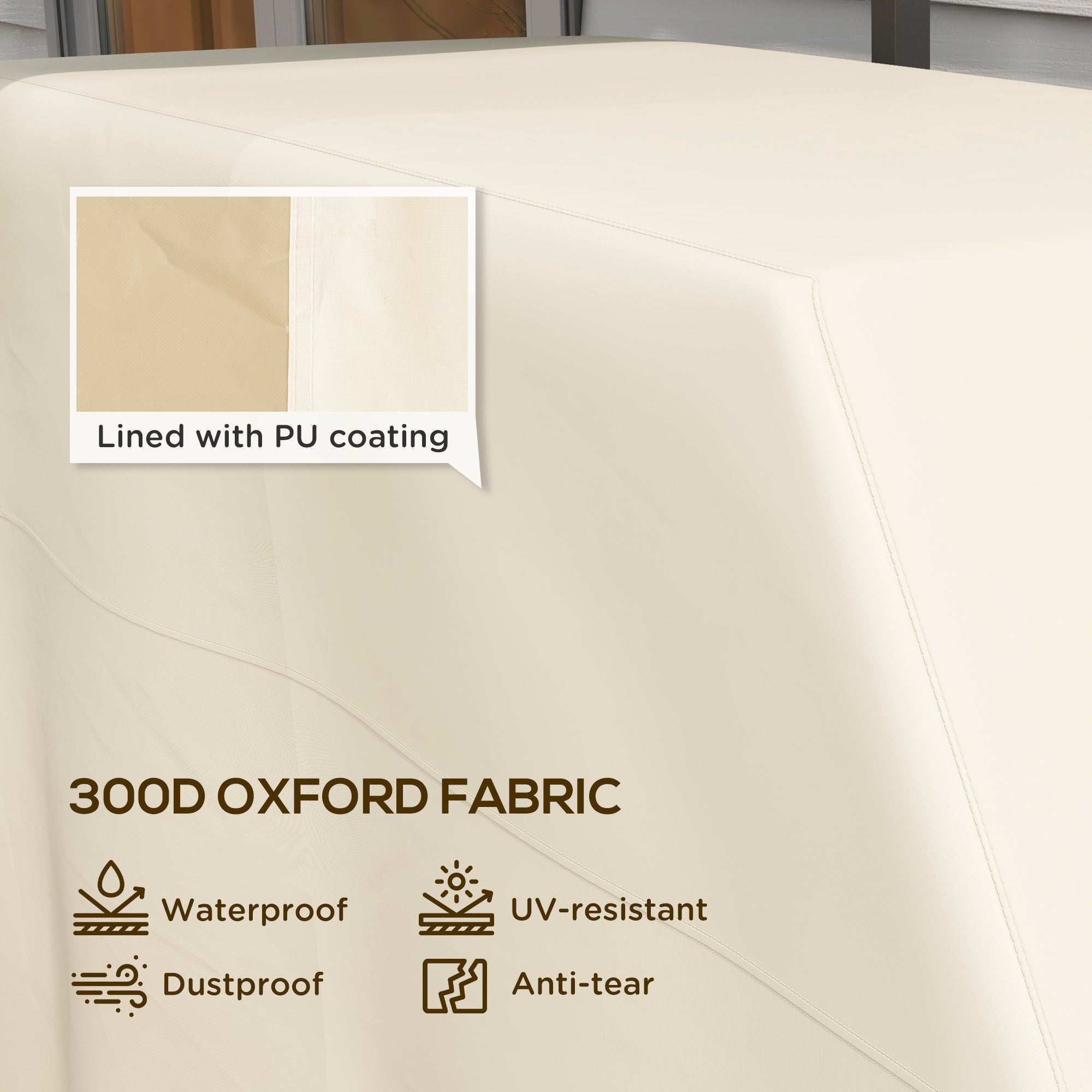 Outsunny 66W x 152Lcm PU Coated Protective Grill Cover - Beige - North Peak Garden Furniture