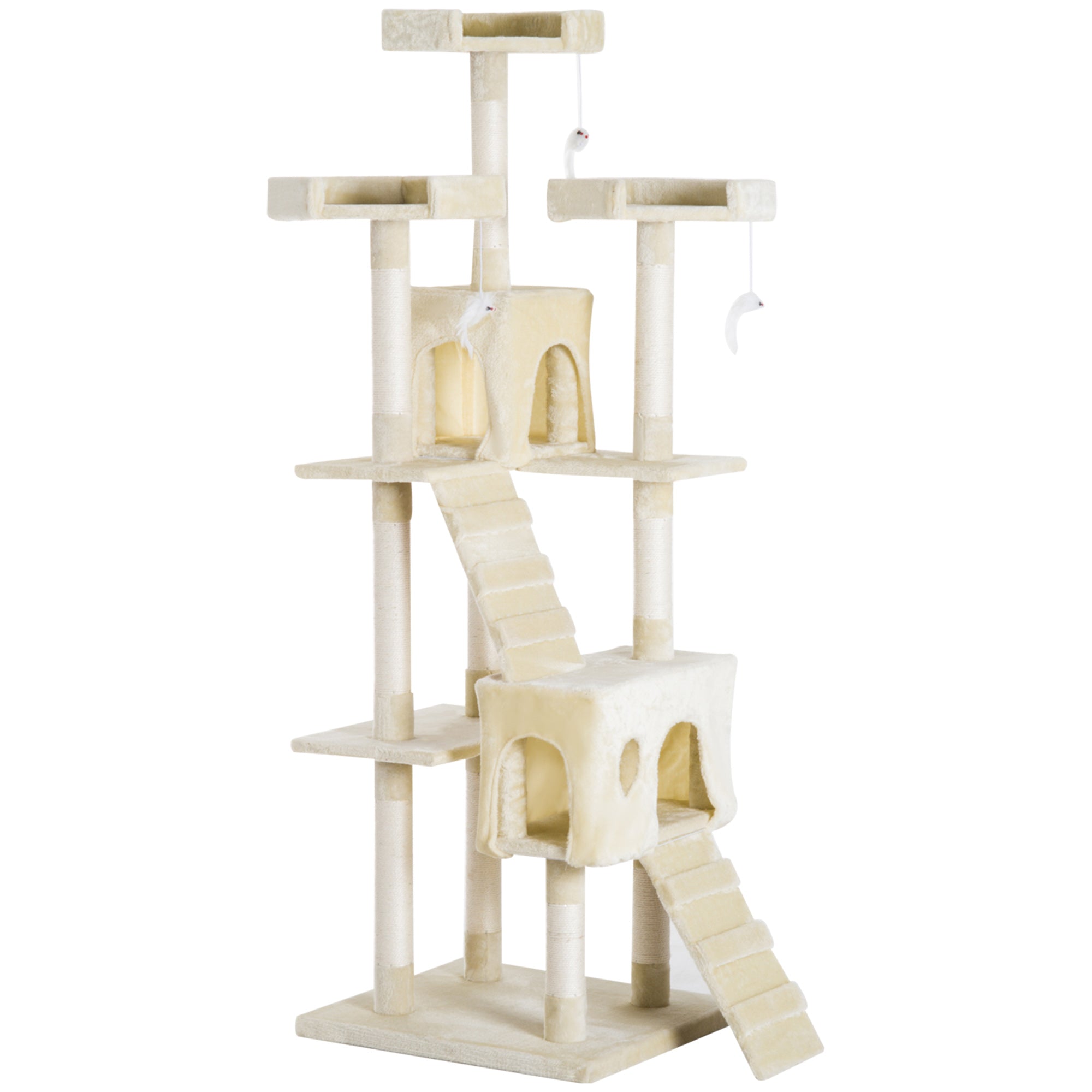 PawHut Cat Tree for Indoor Cats Play Tower Activity Center Kitten Scratch Post Climbing Tower 181 cm - North Peak Garden Furniture