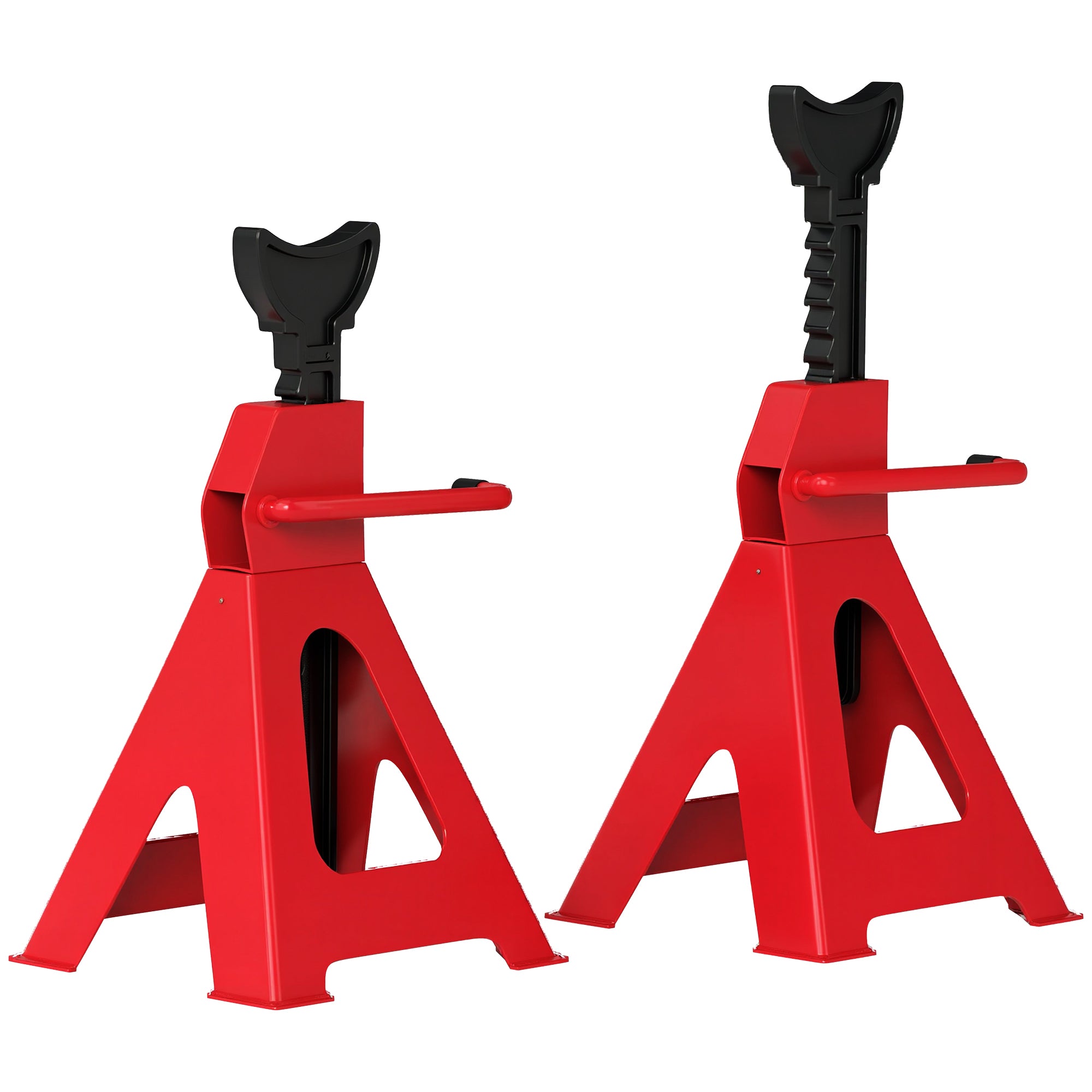 HOMCOM Axle Stands 2 Ton Car Jack Stands Pack of 2, 28-42.5 cm Height Adjustable Support Jack Stand, Heavy Duty Car Lift Tool for Vehicles, Caravans, Workshops, Garages, Red - North Peak Garden Furniture