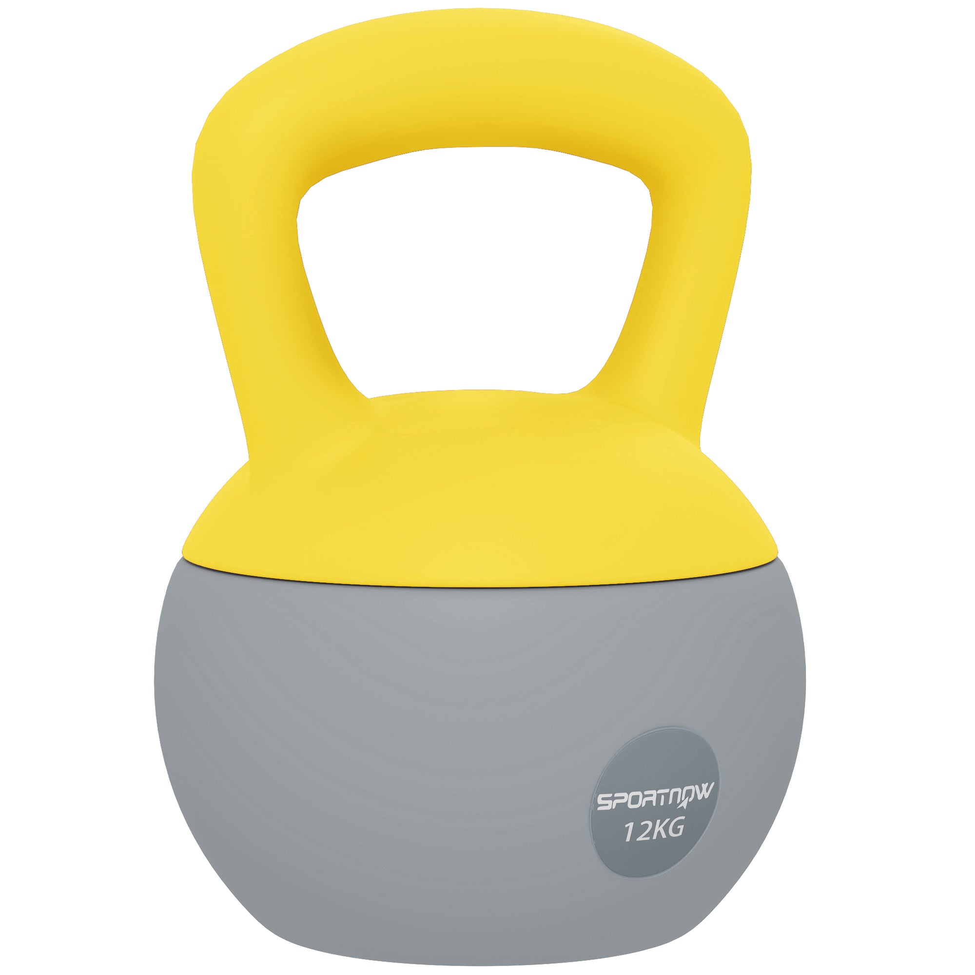 SPORTNOW 12KG Soft Kettlebell, Kettlebell with Non-Slip Handle for Home Gym, Weight Lifting, Strength Training, Yellow/Grey - North Peak Garden Furniture