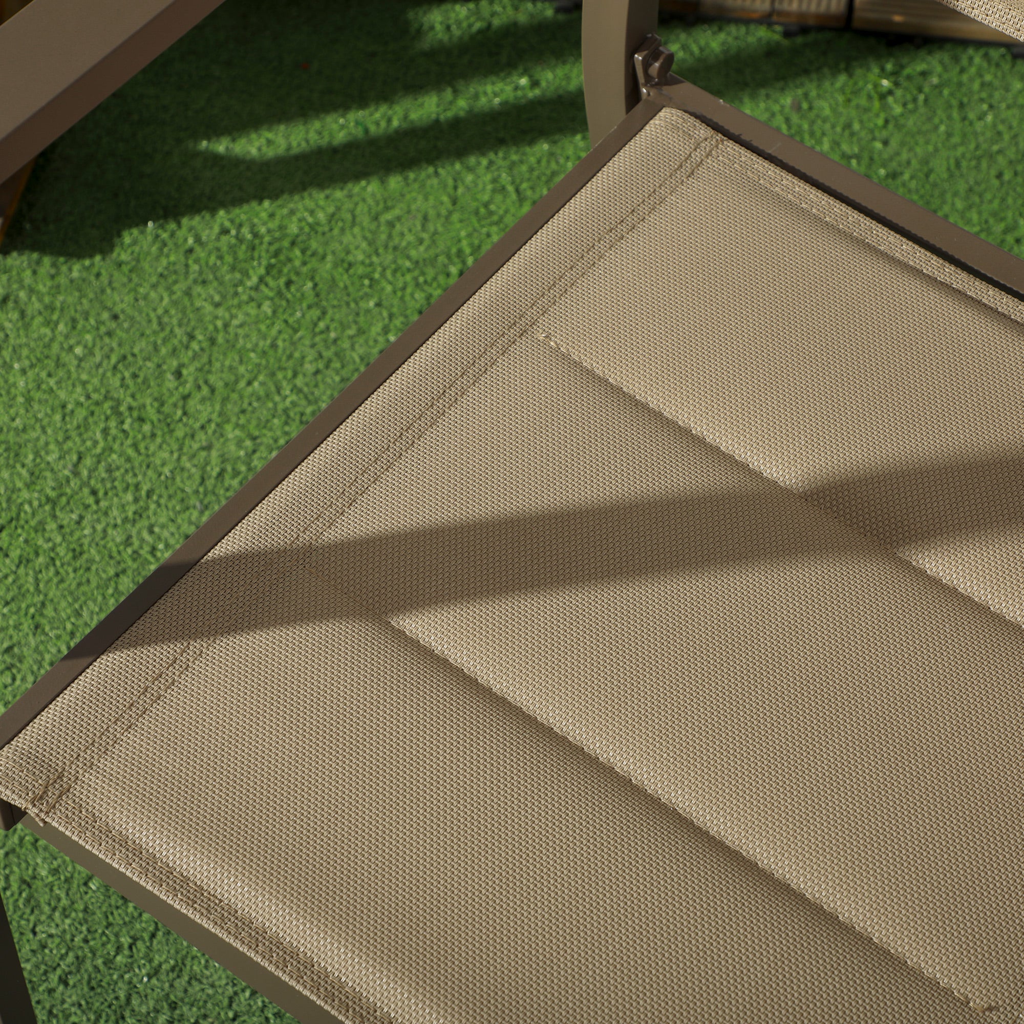 Outsunny Set of Two Aluminium Stacking Garden Chairs - Khaki - North Peak Garden Furniture