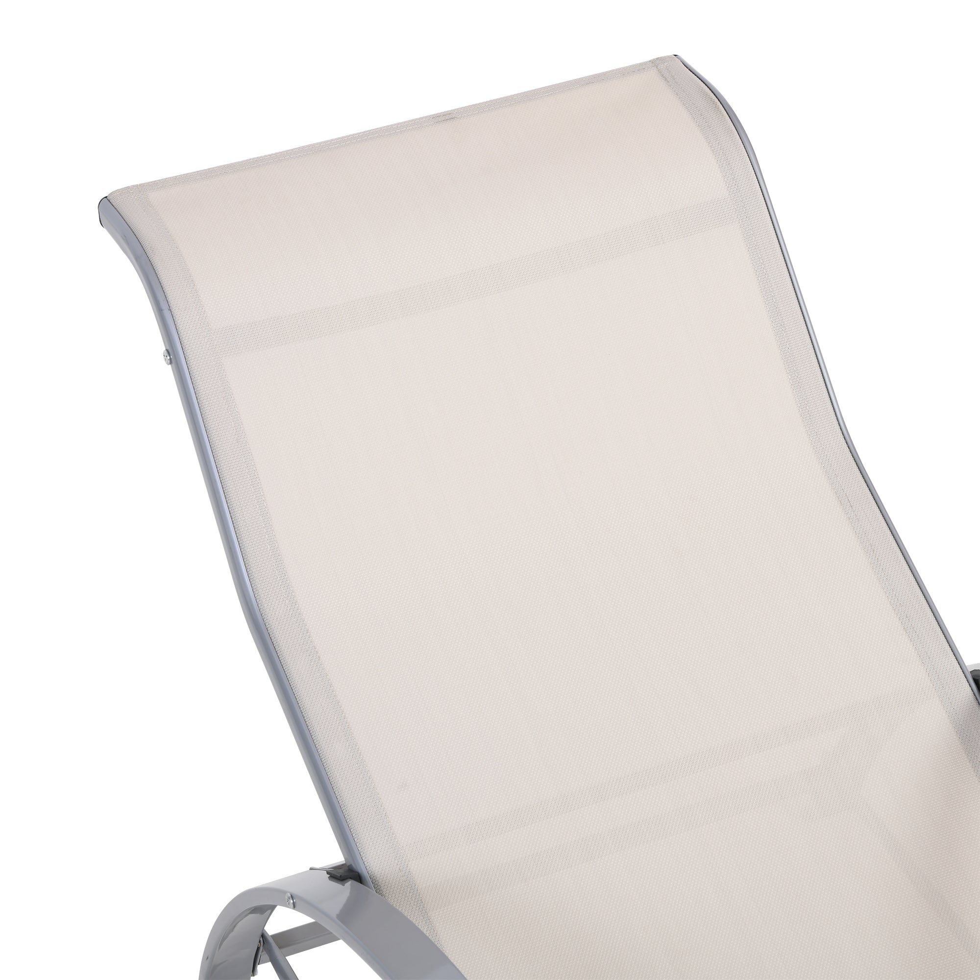 Outsunny 3 Pieces Lounge Chair Set Metal Frame Garden Outdoor Recliner Sunbathing Chair with Table, Cream - North Peak Garden Furniture