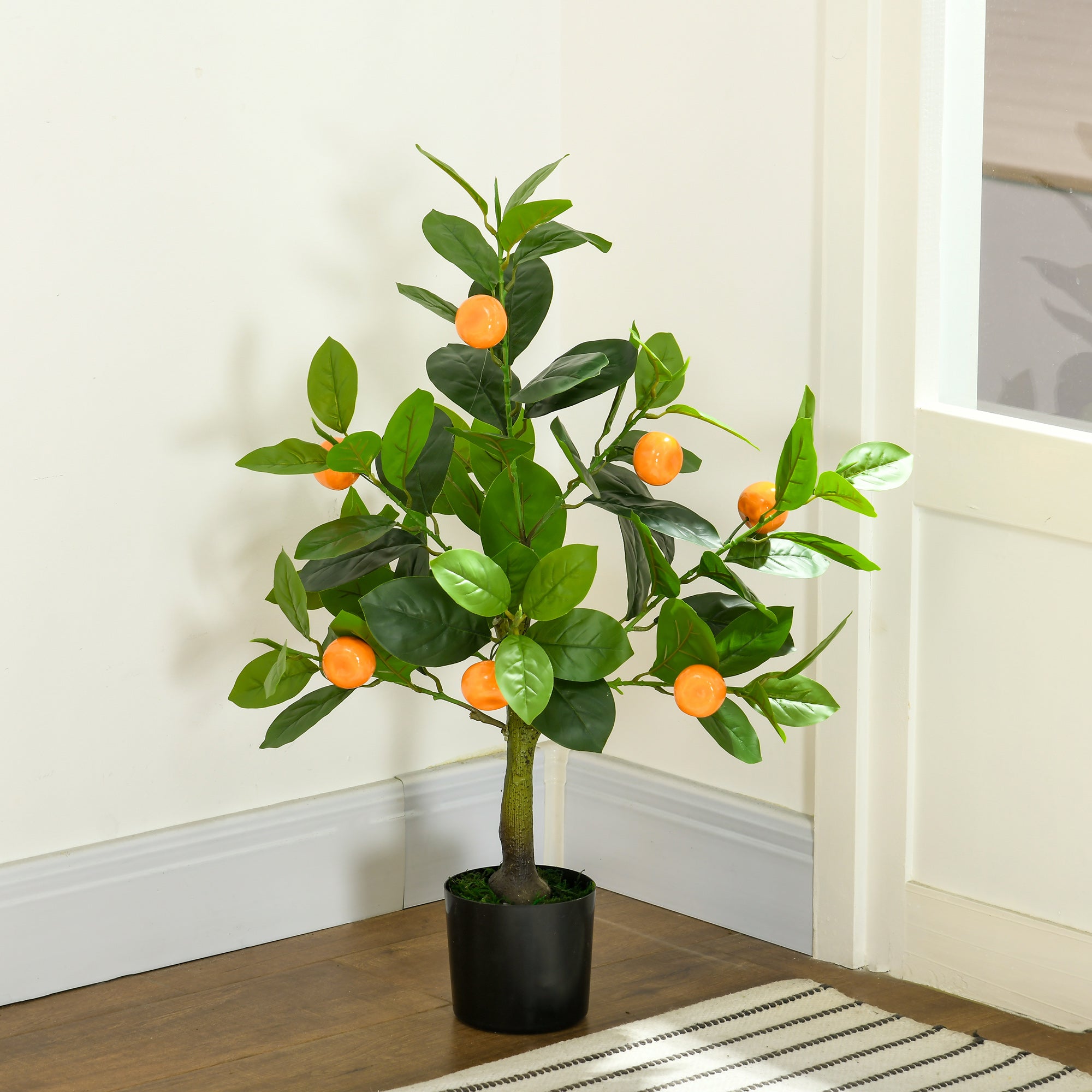 HOMCOM Set of 2 Artificial Plants, Lemon and Orange Tree with Pot, for Home Indoor Decor, 60cm