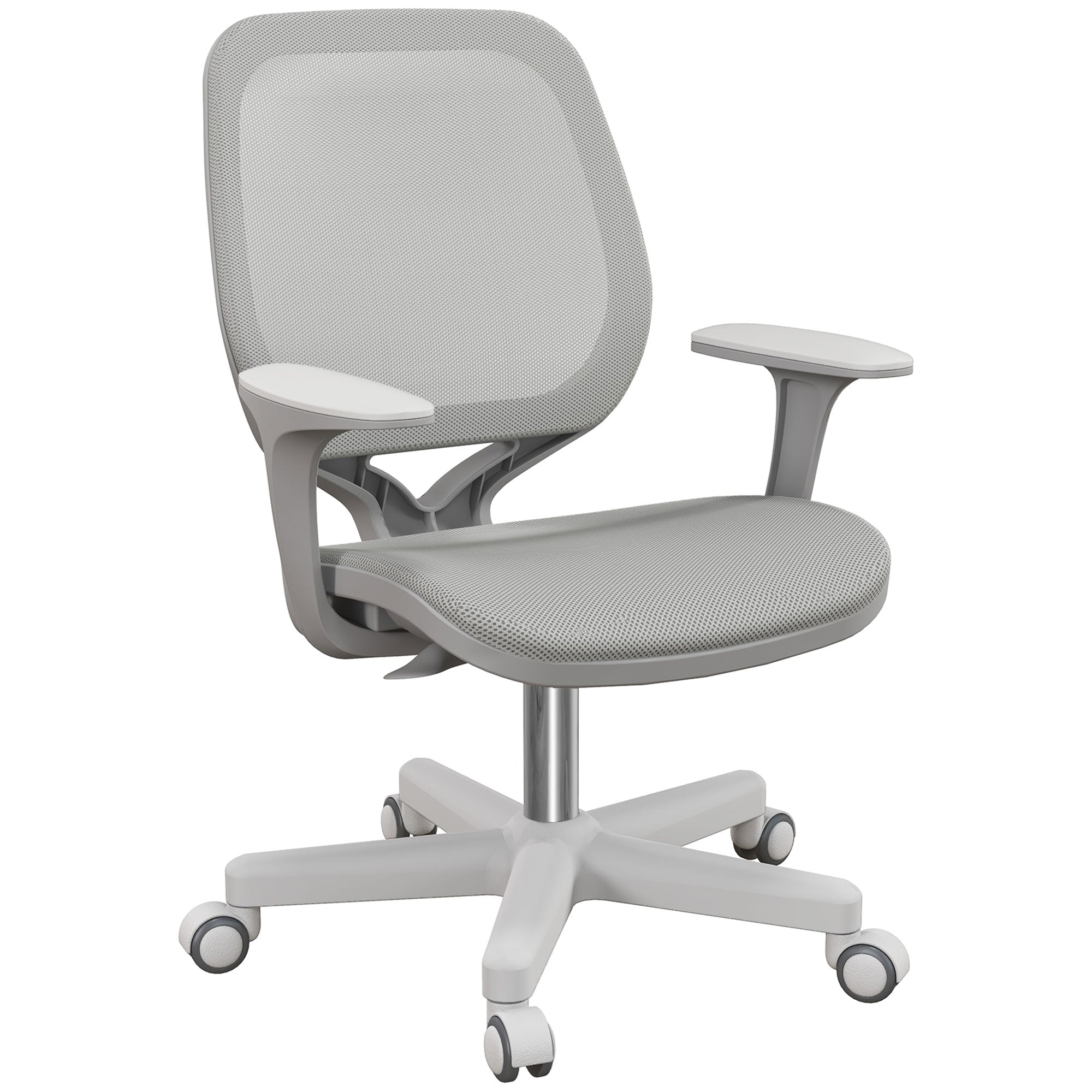 Vinsetto Office Chair, Breathable Mesh Swivel Desk Chair with Adjustable Height and 360° Swivel Security Wheels for Home Office, Study, Grey - North Peak Garden Furniture