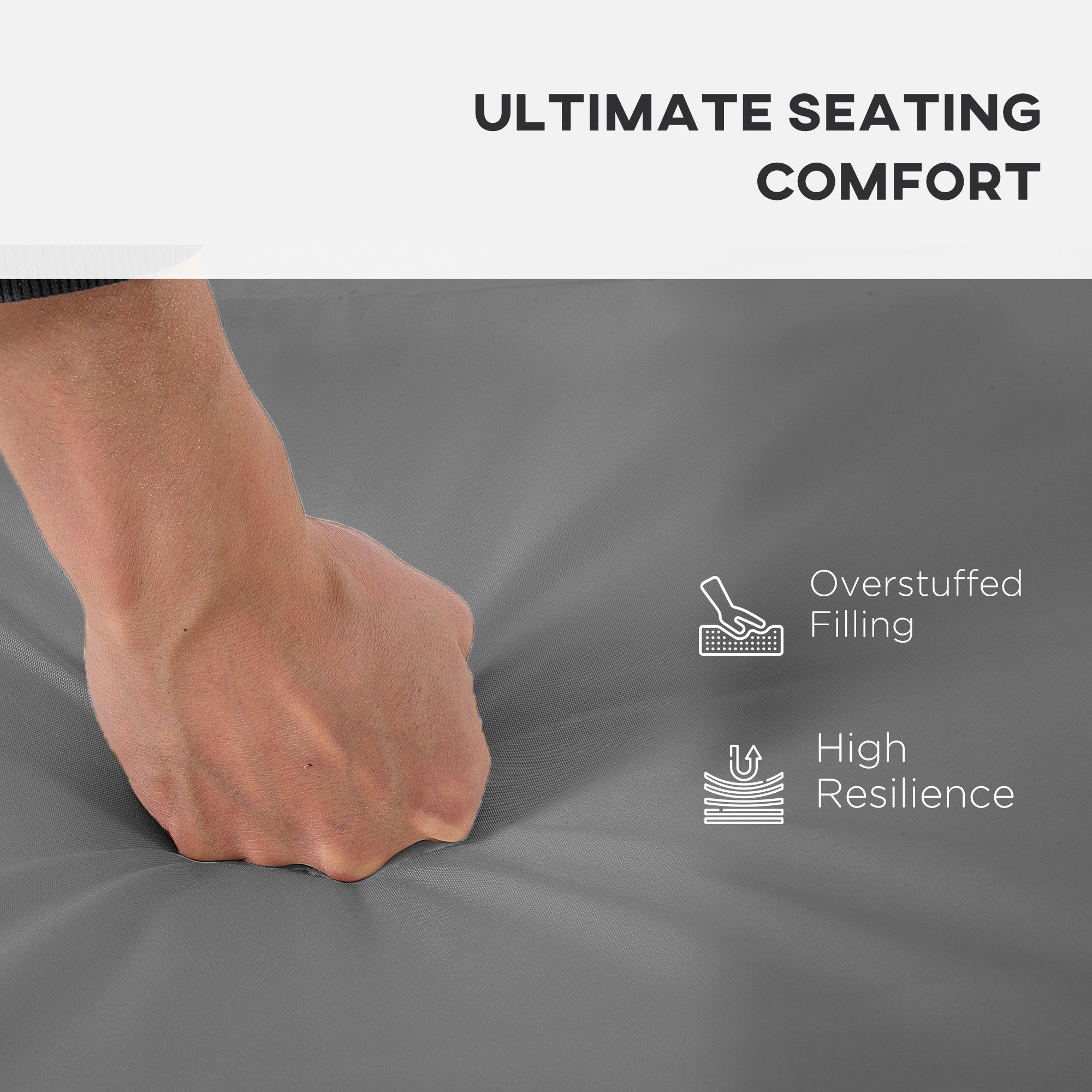 Outsunny Outdoor Seat Cushion Pads for Rattan Furniture, 3 PCs Garden Furniture Cushions, Dark Grey - North Peak Garden Furniture