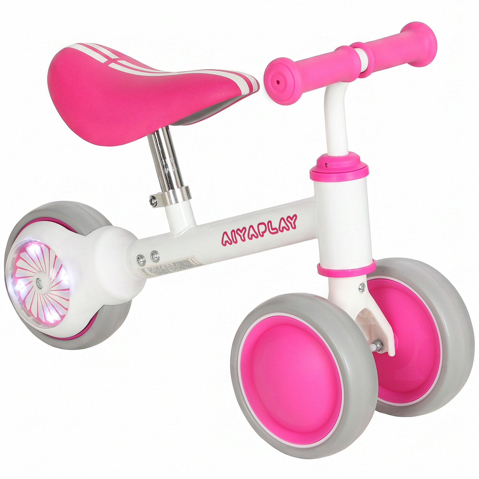 AIYAPLAY Balance Bike for Kids 1-2 Years, Toddler Bike with Adjustable Seat and Lighting Rear Wheels for Boys and Girls, Pink